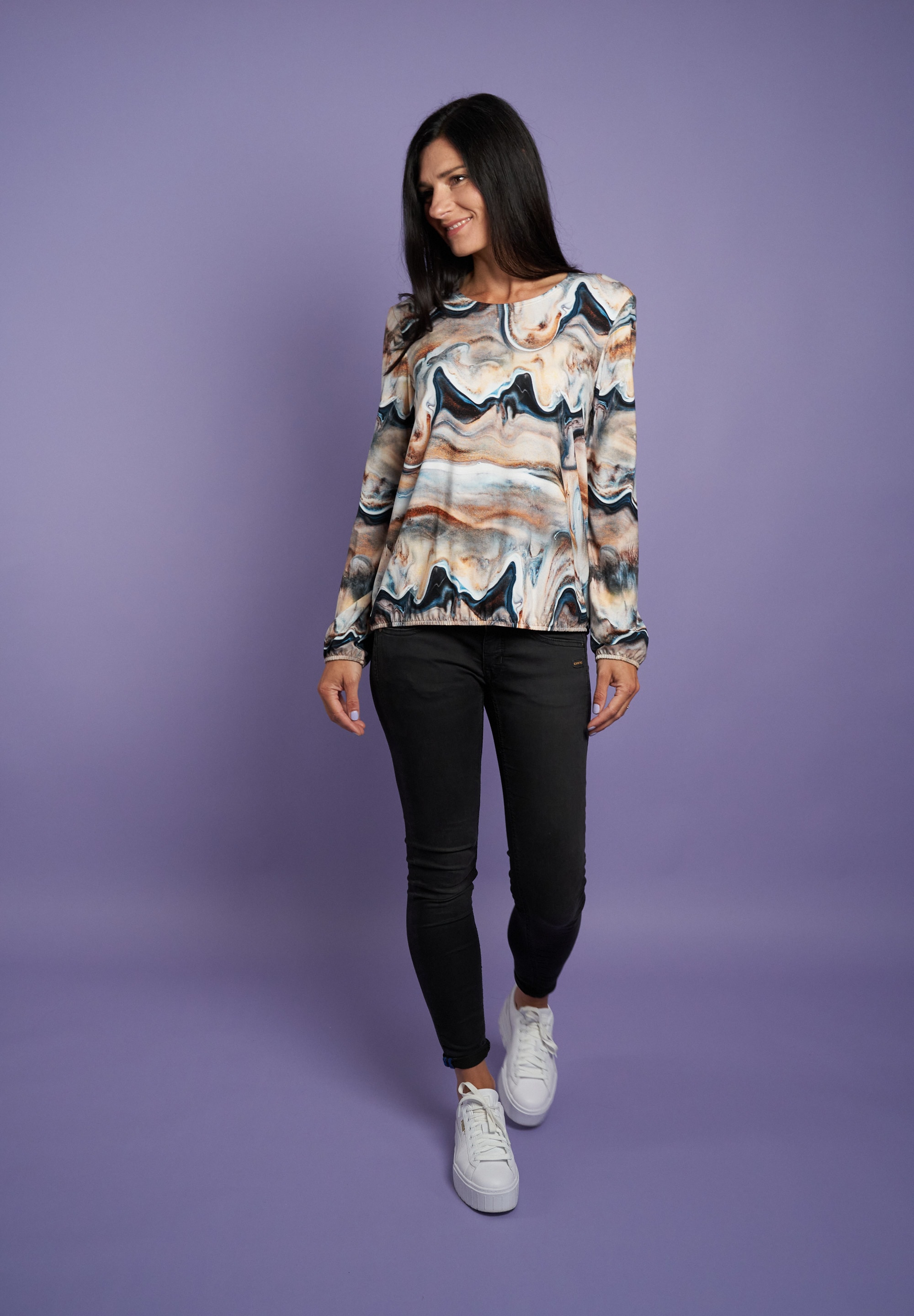 Seidel Moden Langarmshirt mit grafischem Muster, MADE IN GERMANY