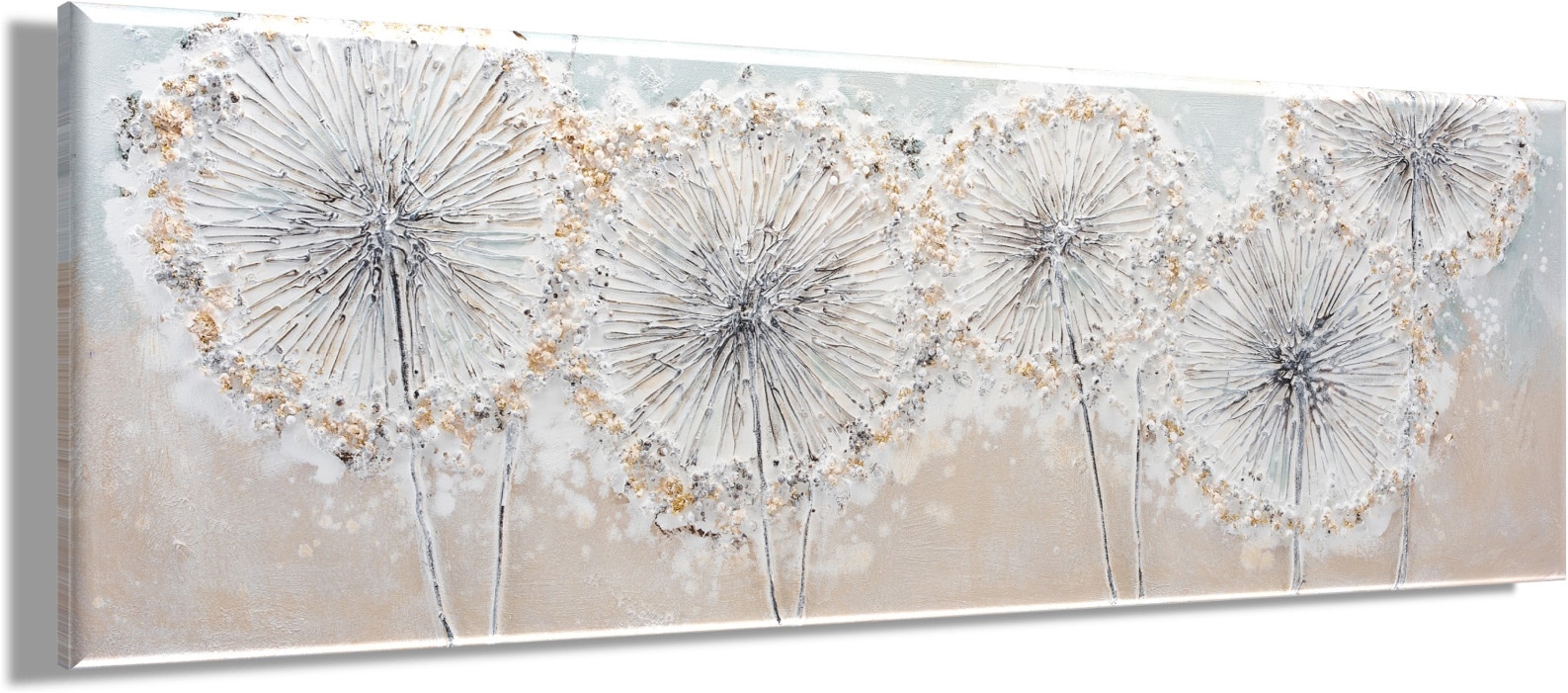 Bönninghoff Peinture à l'huile »handarbeit PUSTEBLUMEN 40x120 cm – Wandbild Kunst Deko« Fleurs 1 cuis tlg. fabriqué à la main, chaque tableau est unique