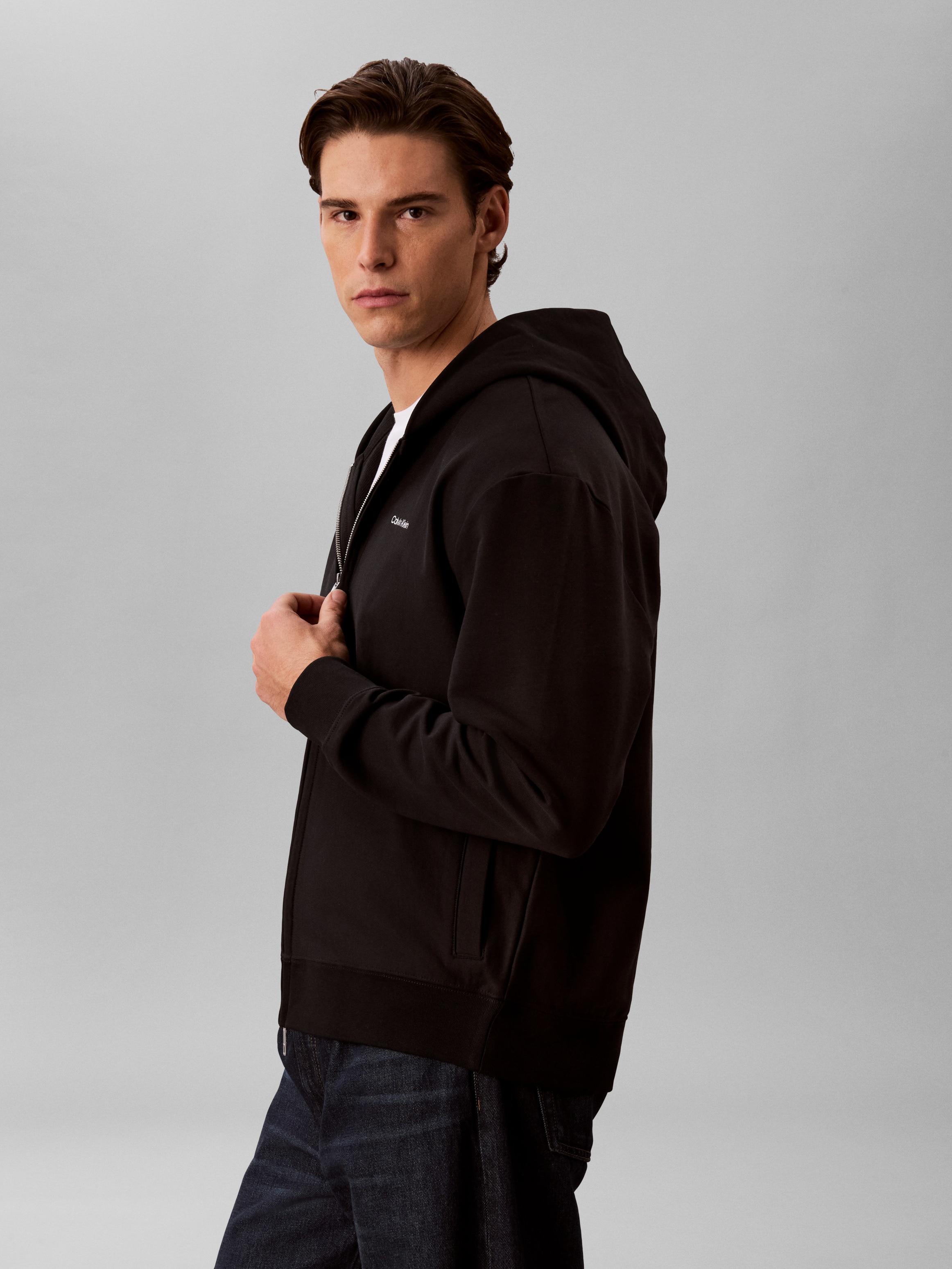 Calvin Klein Sweat à capuche Coupe régulière, fermeture éclair bidirectionnelle