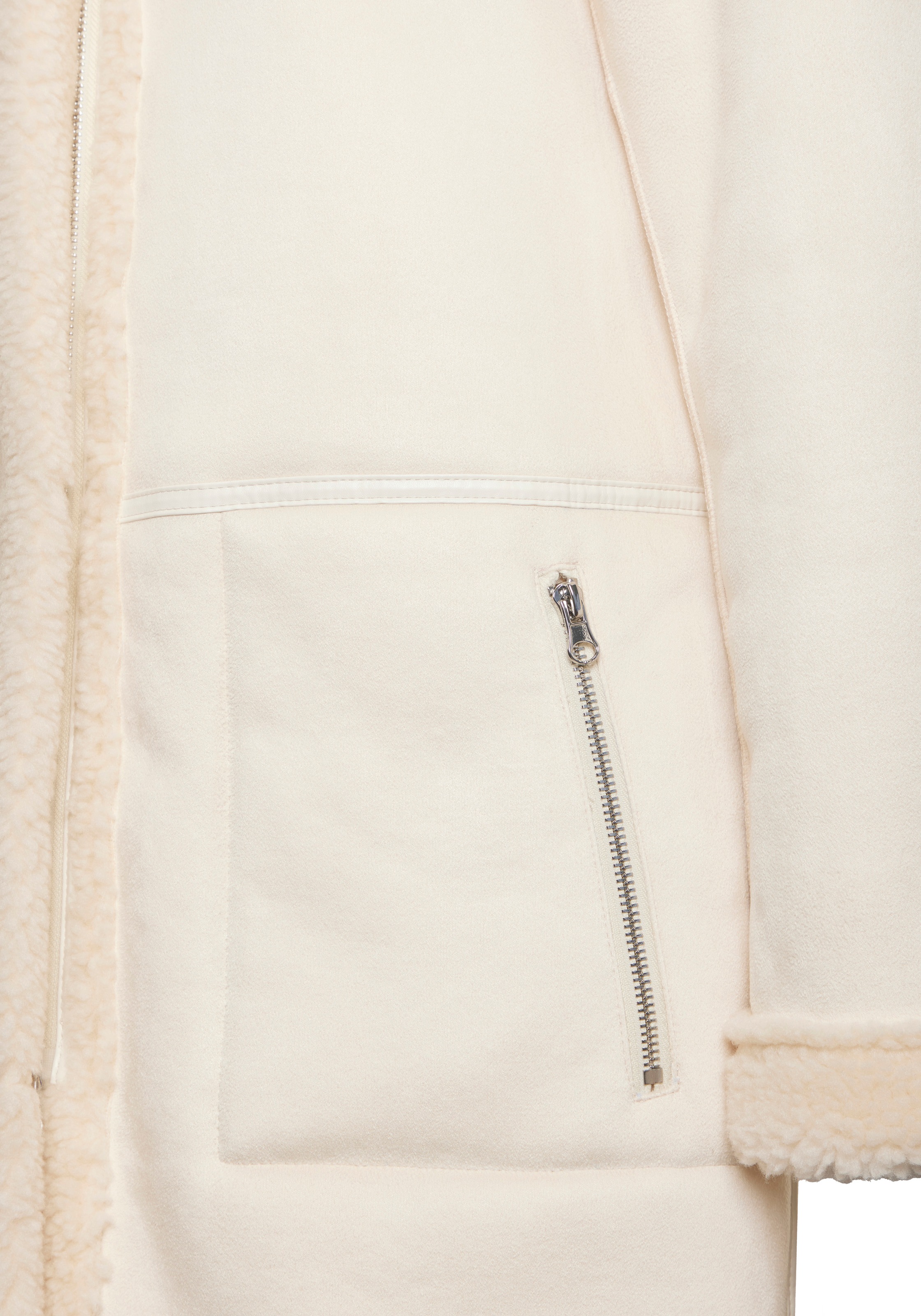 French Connection Veste en imitation cuir avec capuche Avec doublure en teddy à l'intérieur, veste en shearling, aspect peau d'agneau