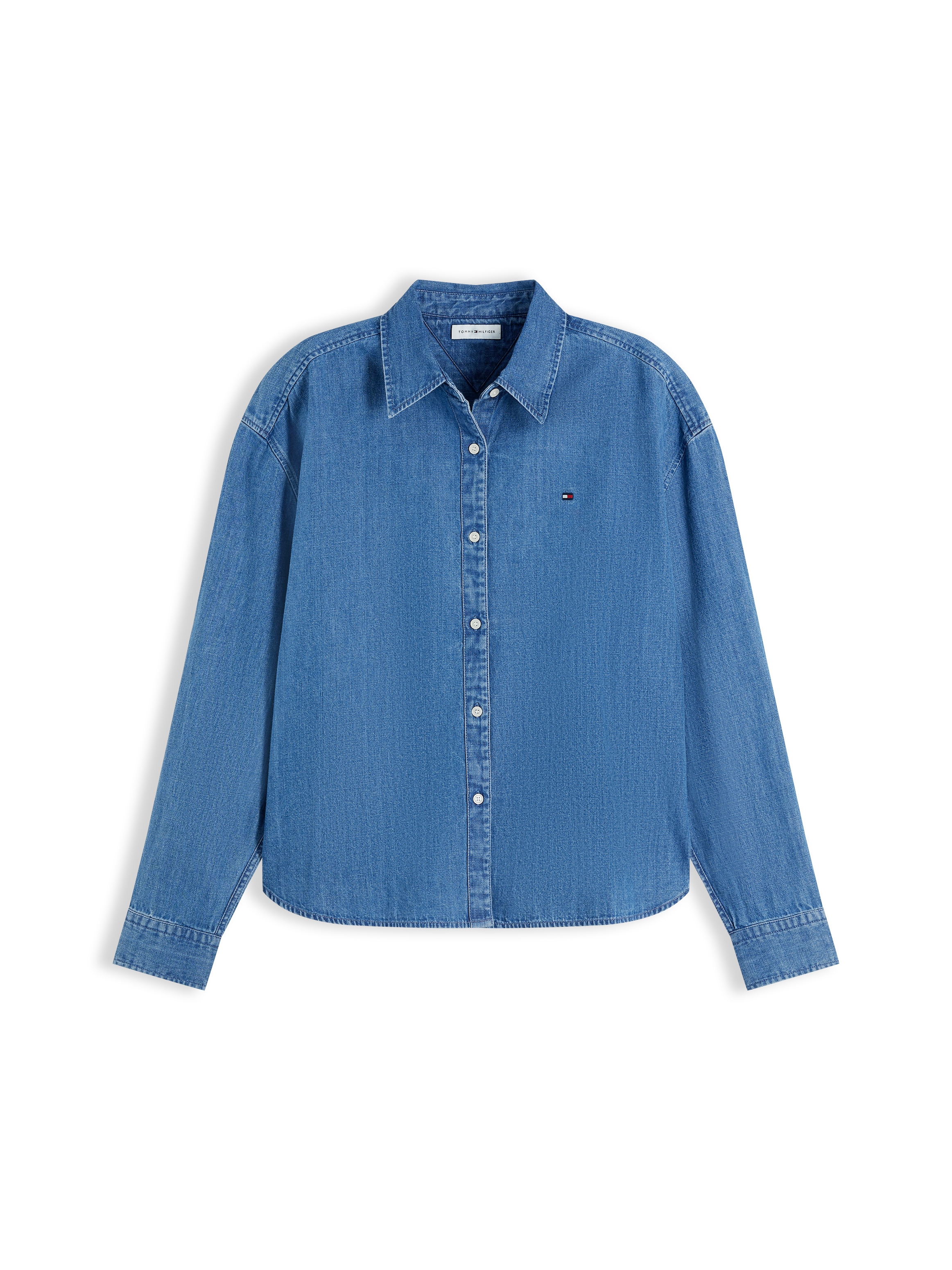 Tommy Hilfiger Blouse en jean »LIGHT DENIM BOXY SHIRT LS« Coton