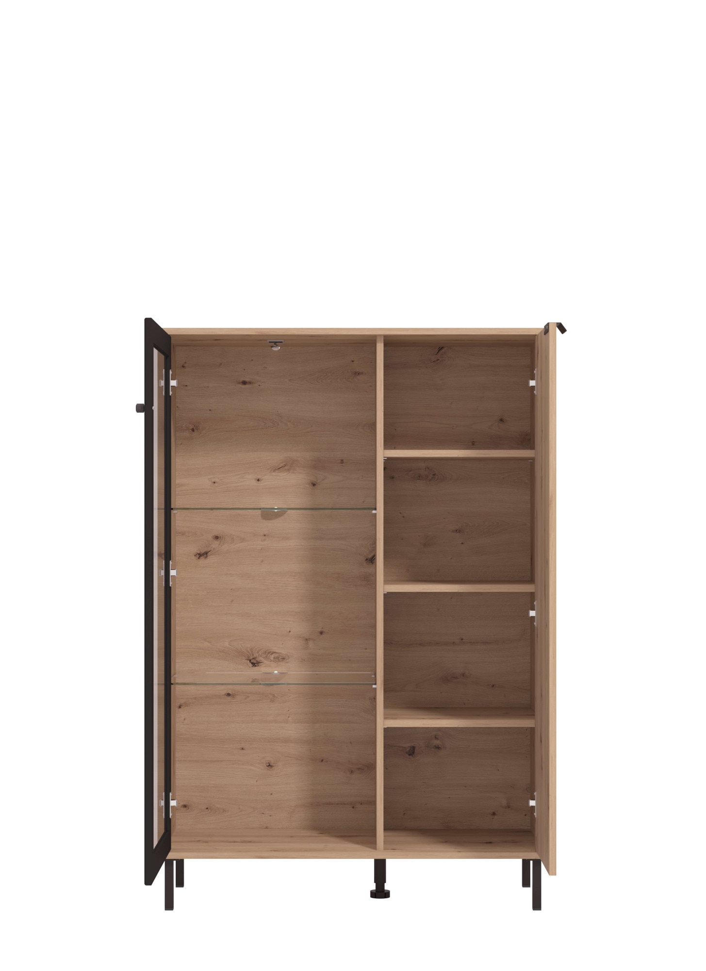 Home affaire Buffet haut »Mayenne Sideboard, Stauraumschrank, Anrichte, Hochschrank, Breite 93cm« Holztür mit Rillen-Optik, Glastür, Modernes Design