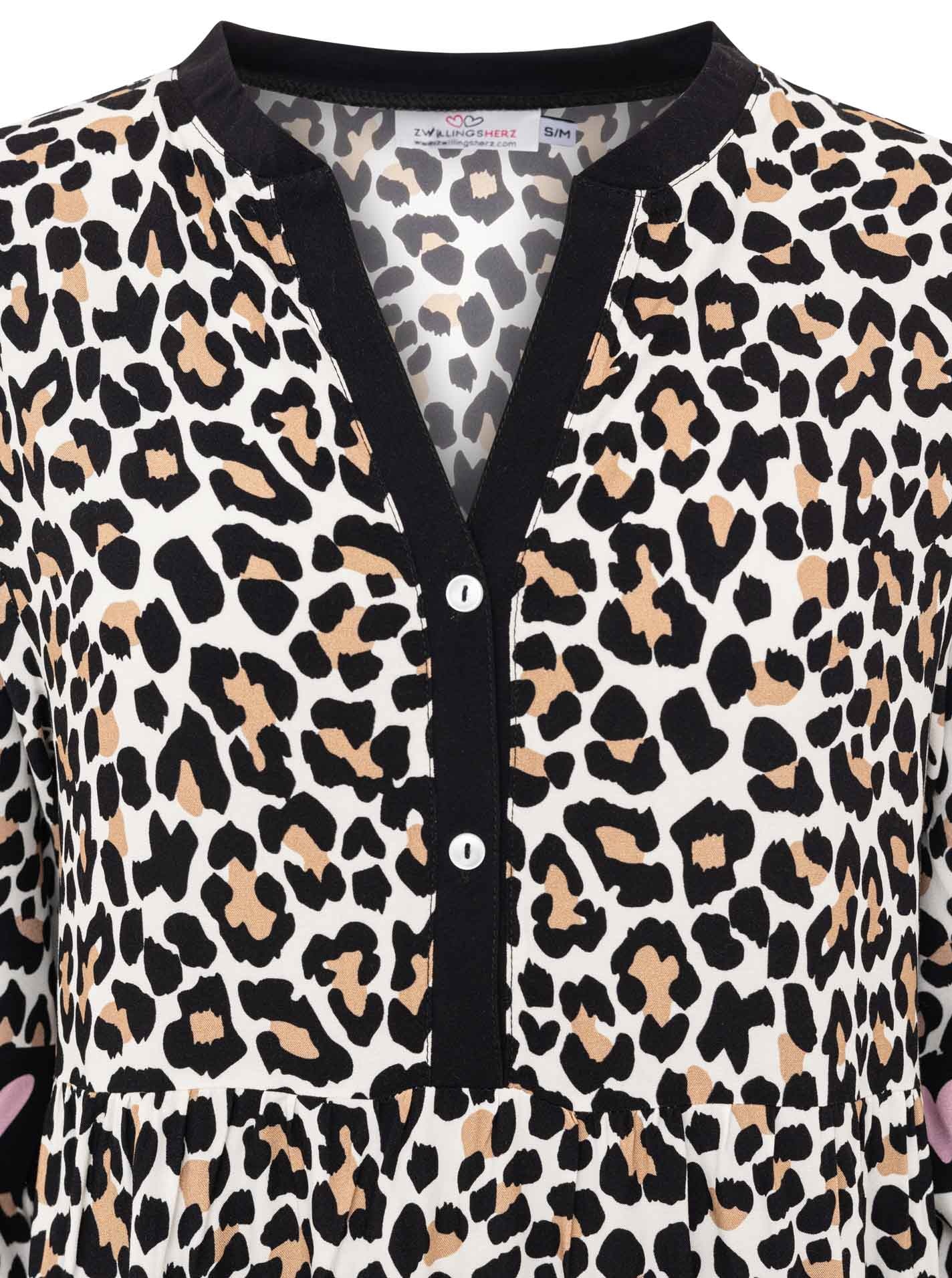 Zwillingsherz Maxi robe »"Classic Leo"« Leomuster, Knopfleiste und 3/4 Arm