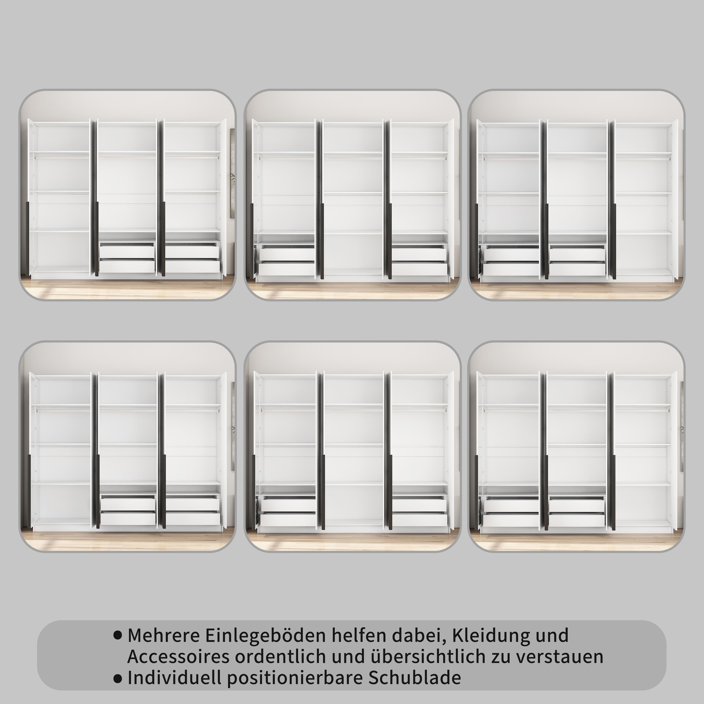 GOODproduct Kleiderschrank »Annor Schlafzimmerschrank Breite 242cm hochglanz Schrank Garderobe« Drehtürenschrank mit perfekter Innenausstattung - elegante Türgriffe