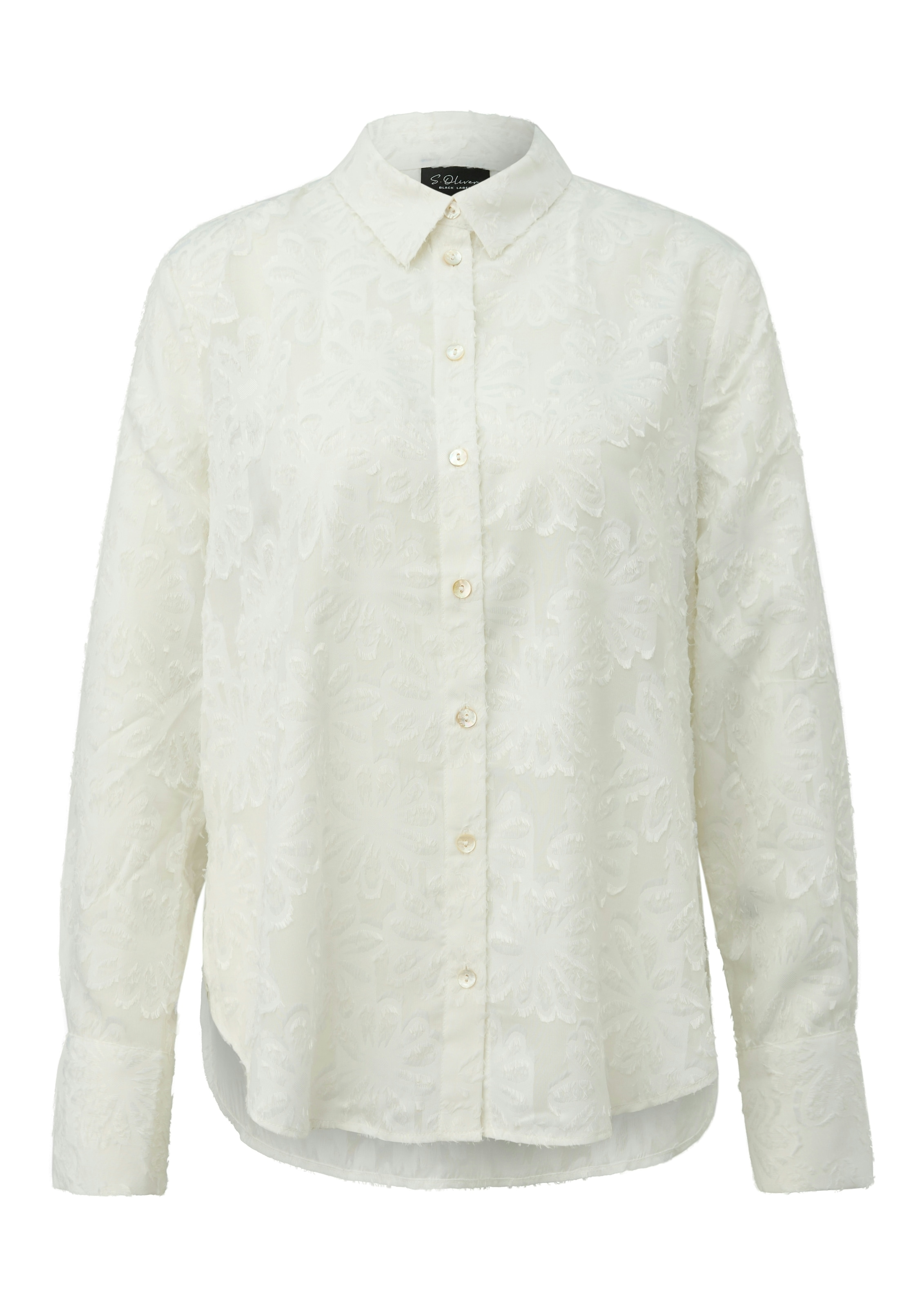 s.Oliver BLACK LABEL Blouse à manches longues avec applications florales, transparent