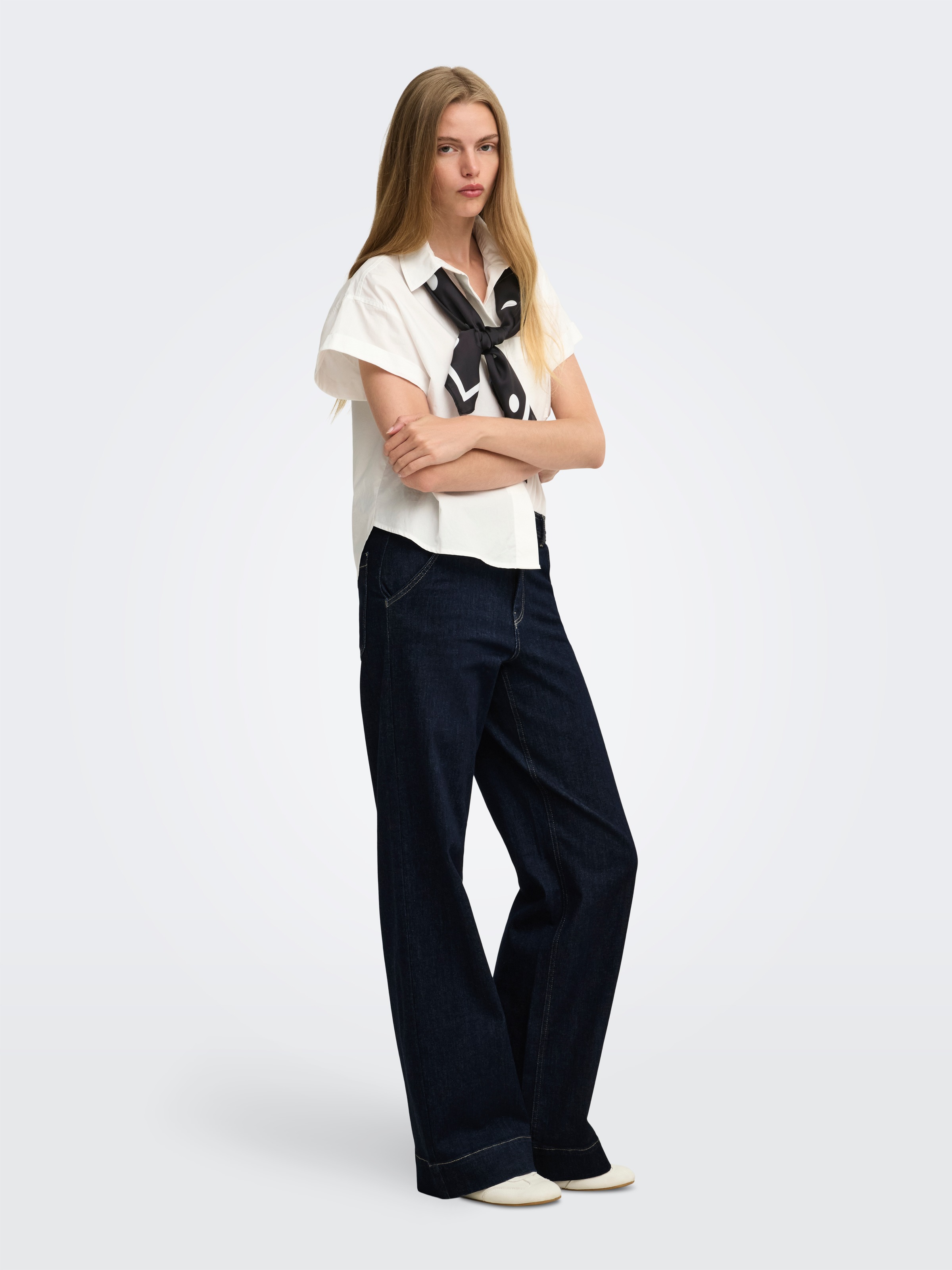 ONLY Jeans taille haute »ONLMADISON HW CHINO WIDE DNM GUA772 NOOS« Mélange de matériaux, coupe large
