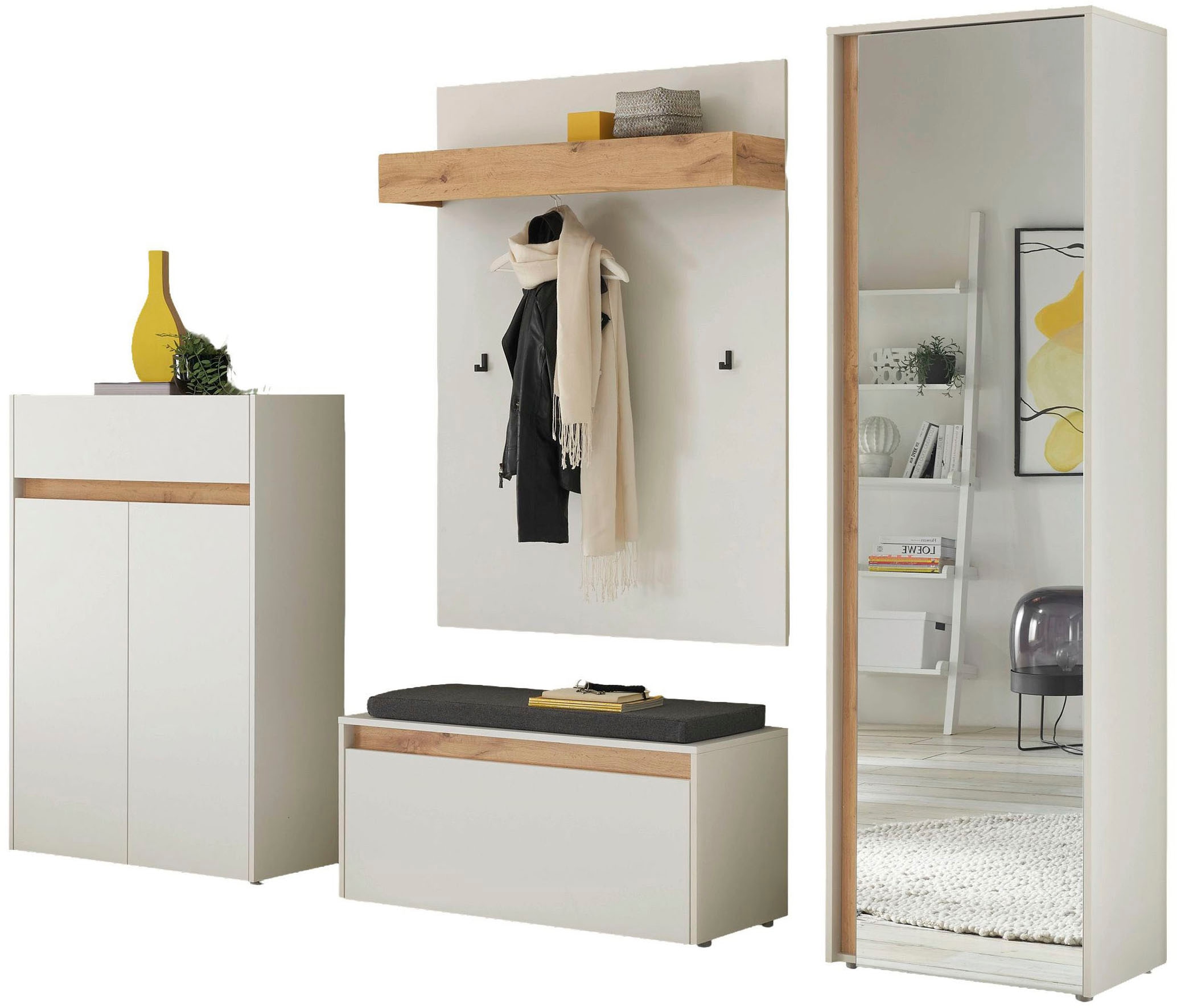 Home affaire Garderoben-Set »City/Giron, moderne Garderobe, viel Stauraum, ca. 24 Schuhe« Set, 4 Stk. tlg.