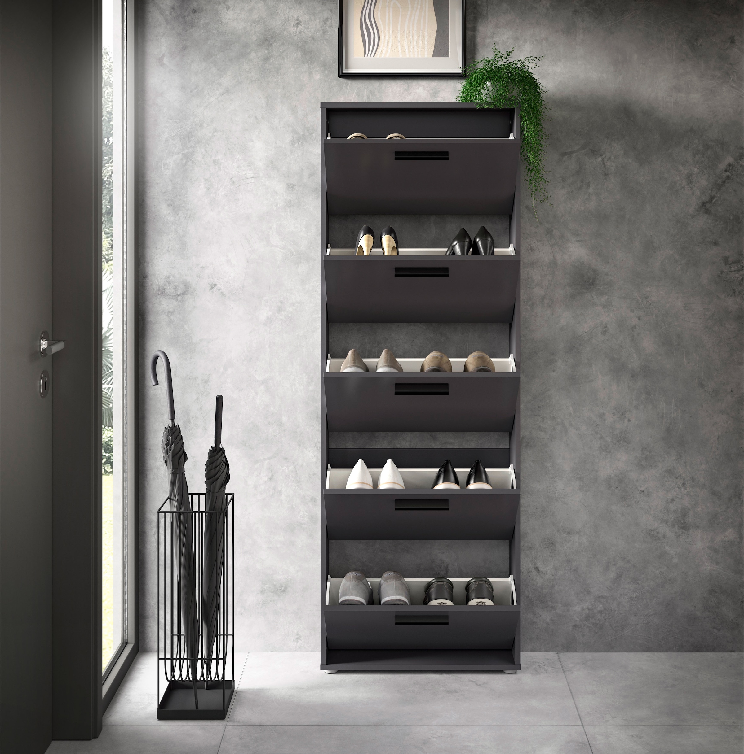 HBZ Schuhkommode »Sam Schuhkipper, Schuhschrank BxHxT 59x169x17 cm« 1 Stk. tlg. mit 5 Klappen