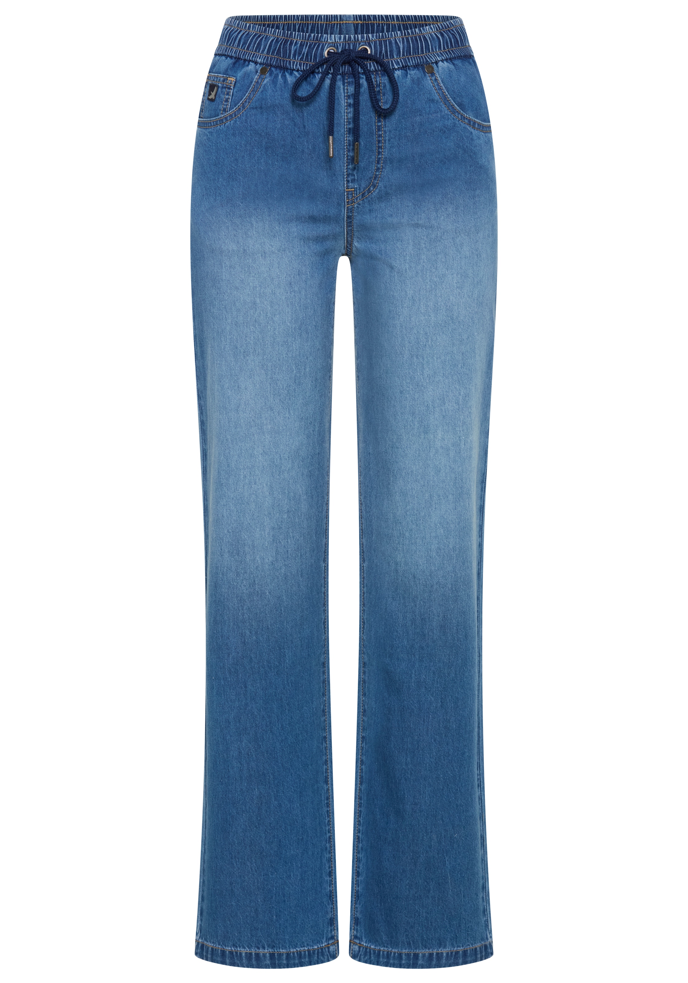 Arizona Relax-fit-Jeans »mit Schnürung« mit geradem Bein, unifarben