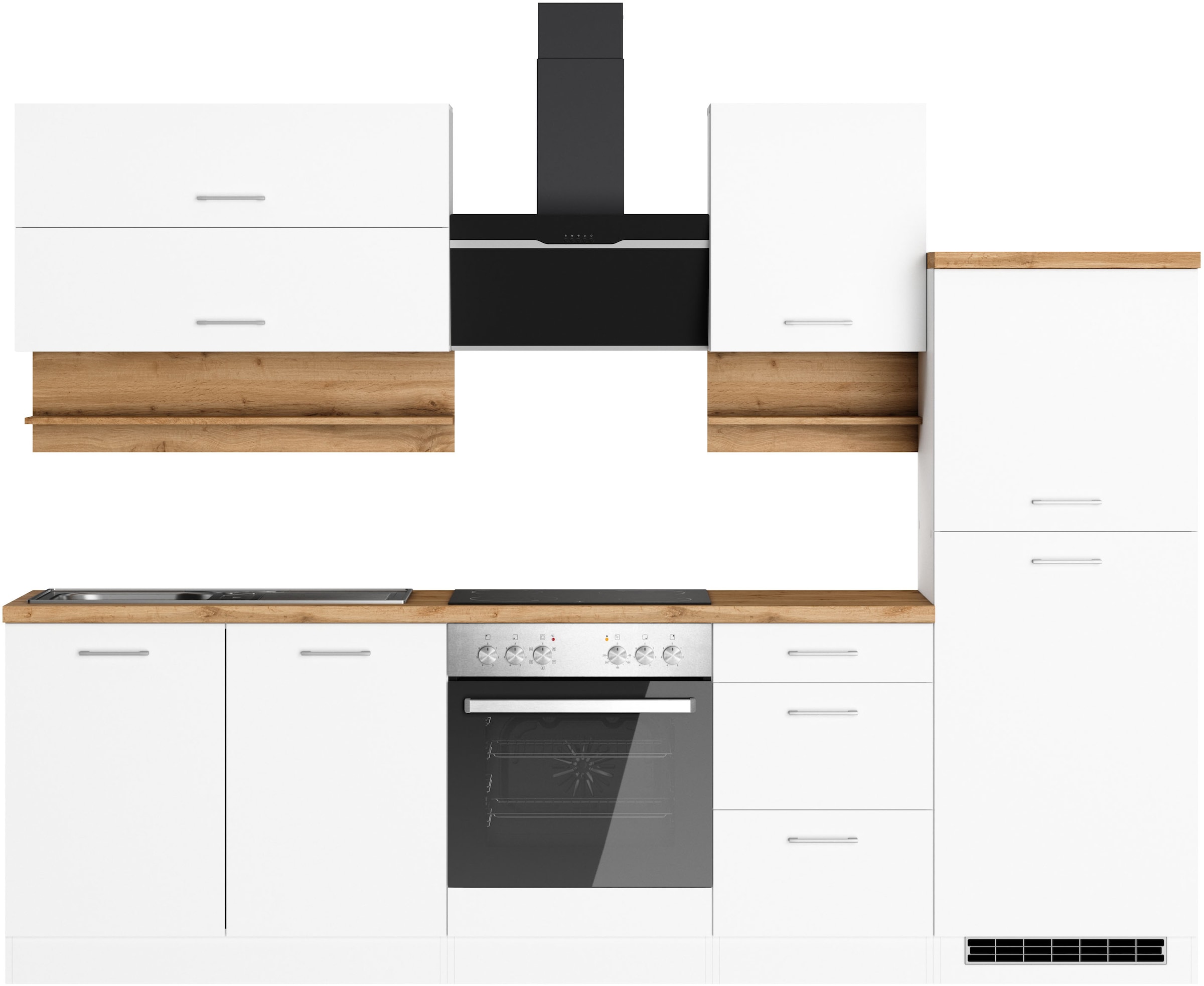 KOCHSTATION Kitchenette »KS-Milan« largeur 270 cm, coulisses métalliques robustes, beaucoup d'espace de rangement