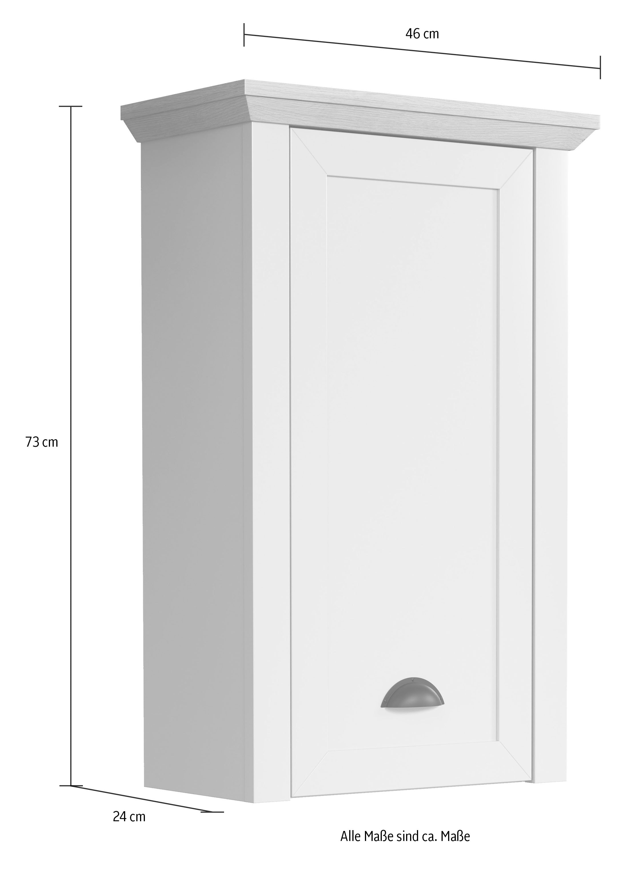 Home affaire Hängeschrank Badschrank mit Muschelgriff im Landhaus-Look - (B/T/H) 46/24/73 cm