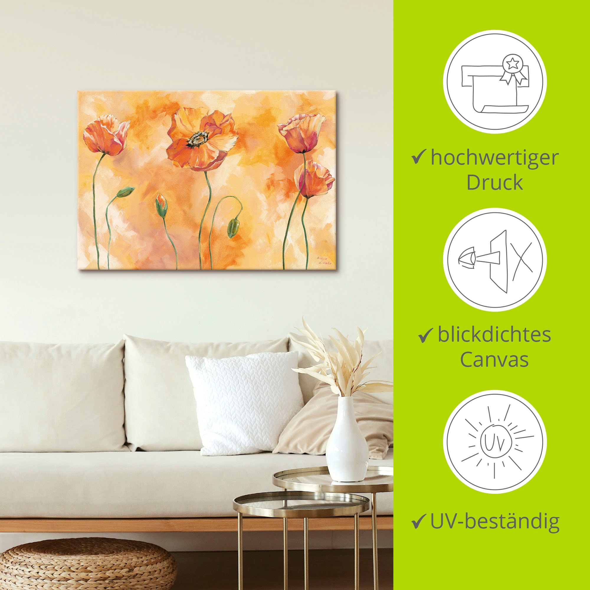 Artland Leinwandbild »Mohnkomposition« Blumen 1 Stk. tlg. auf Holzrahmen gespannt