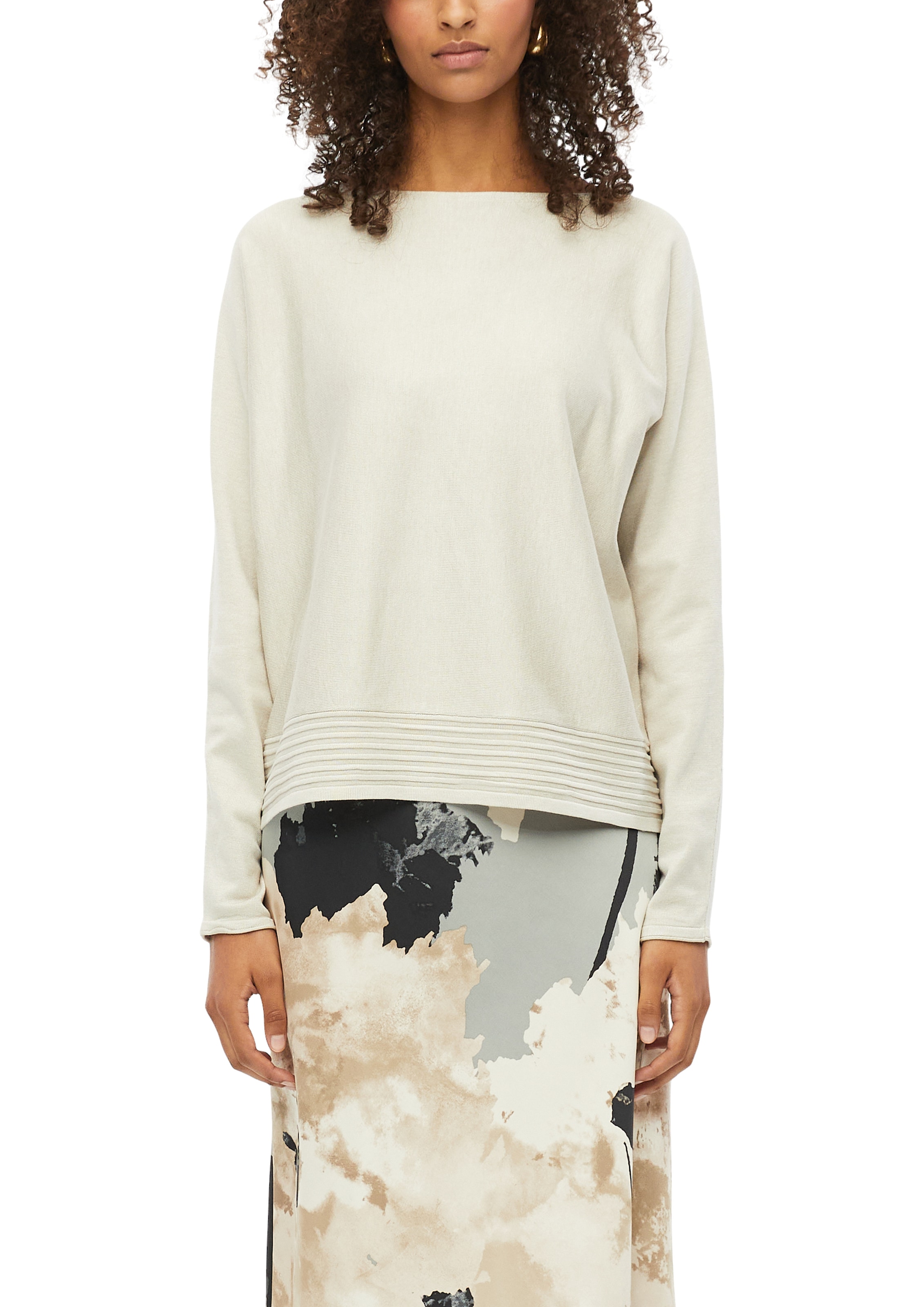 s.Oliver BLACK LABEL Pull à col rond avec encolure ronde basse, respirant, élastique