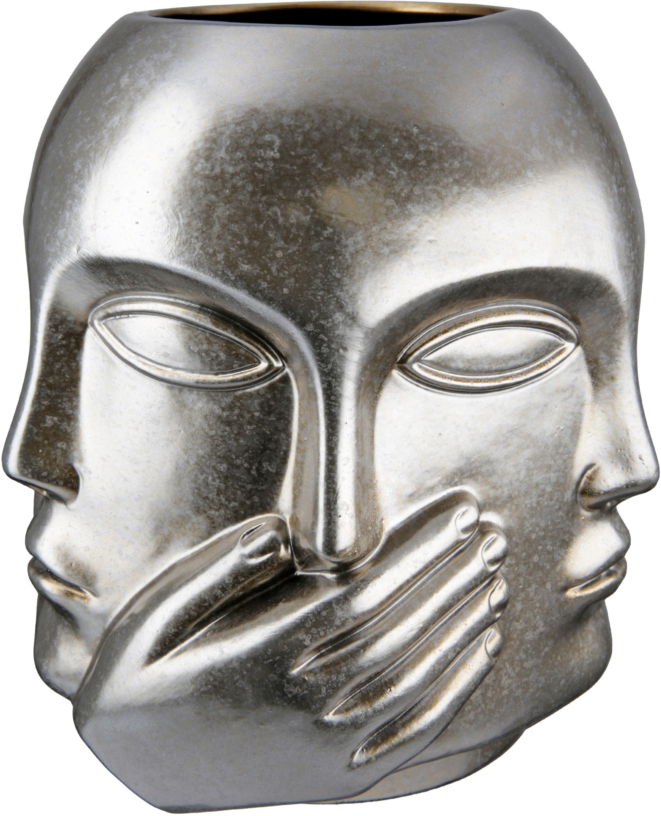 Casablanca by Gilde Tischvase »Ponto, nichts sehen, hören, reden, Höhe ca. 23 cm« dekorative Vase aus Keramik, Blumenvase