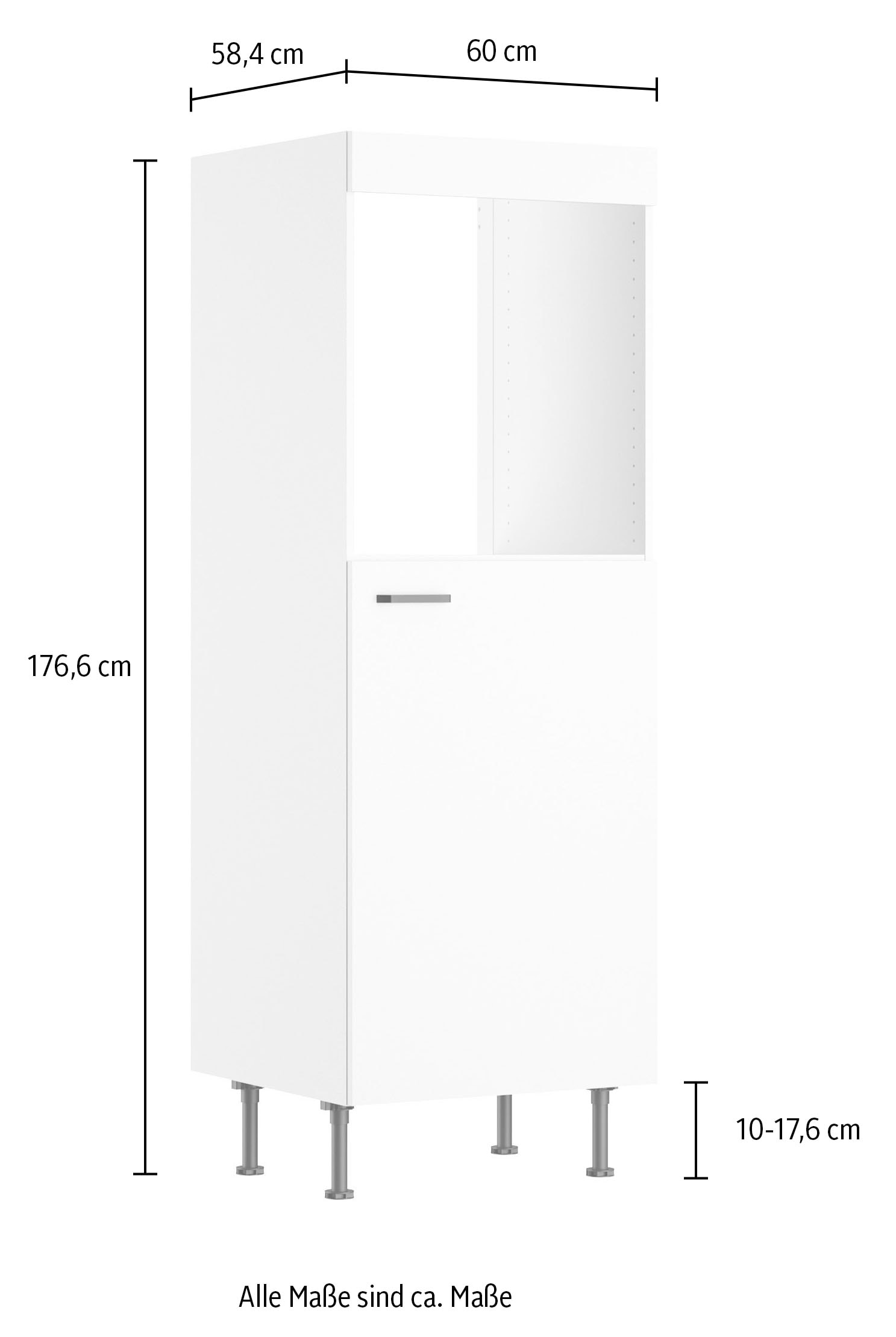 KOCHSTATION Four/réfrigérateur encastrable »KS-Paula« 60 cm breit, 176 cm hoch, mit 1 festen Blende, 1 Tür