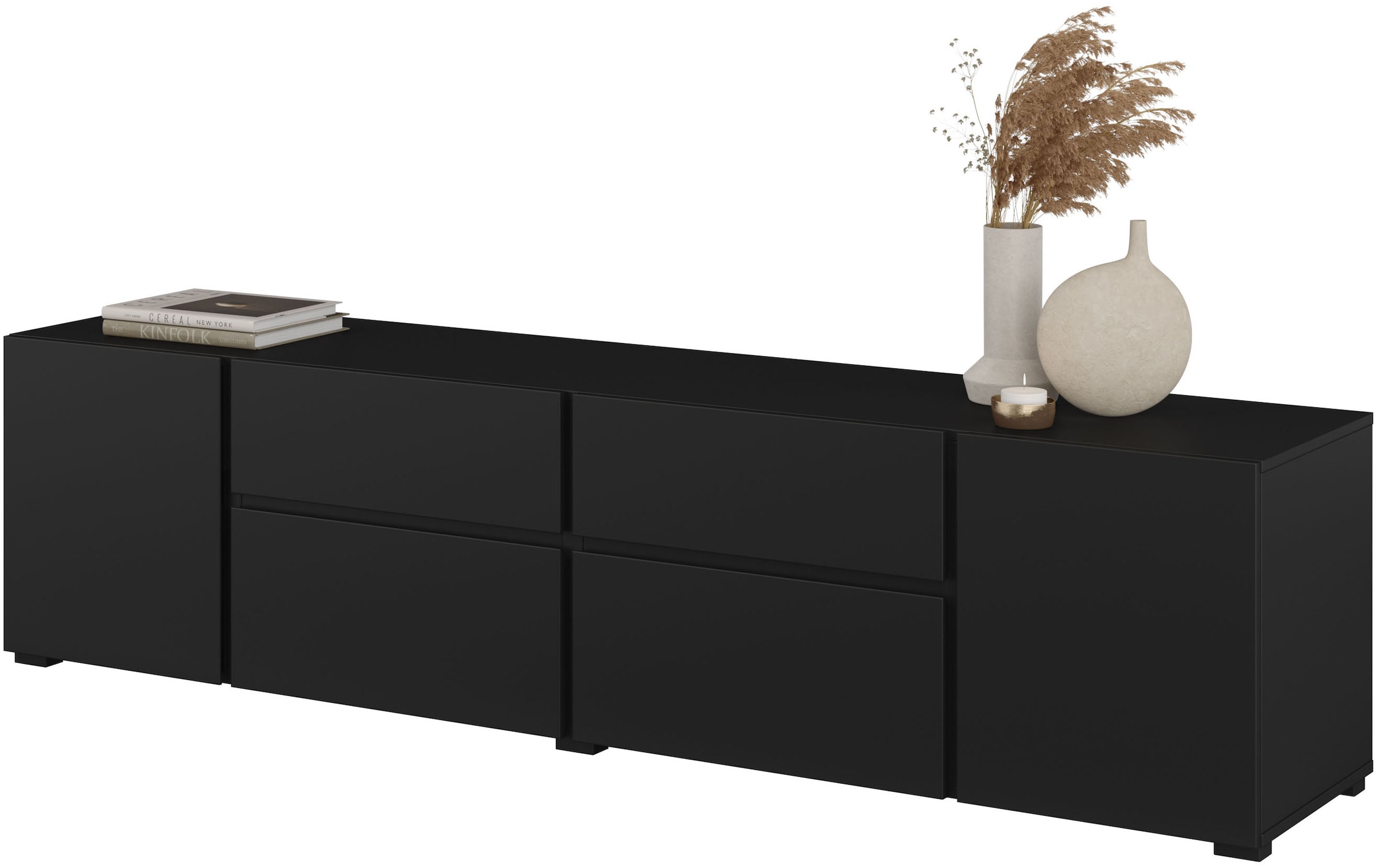 GOODproduct Table basse »Metric,Breite 195cm, grifflose Lowboard 2Klappen/2Schubkästen/2Tür« TV-Schrank mit viel Stauraum, TV-Board