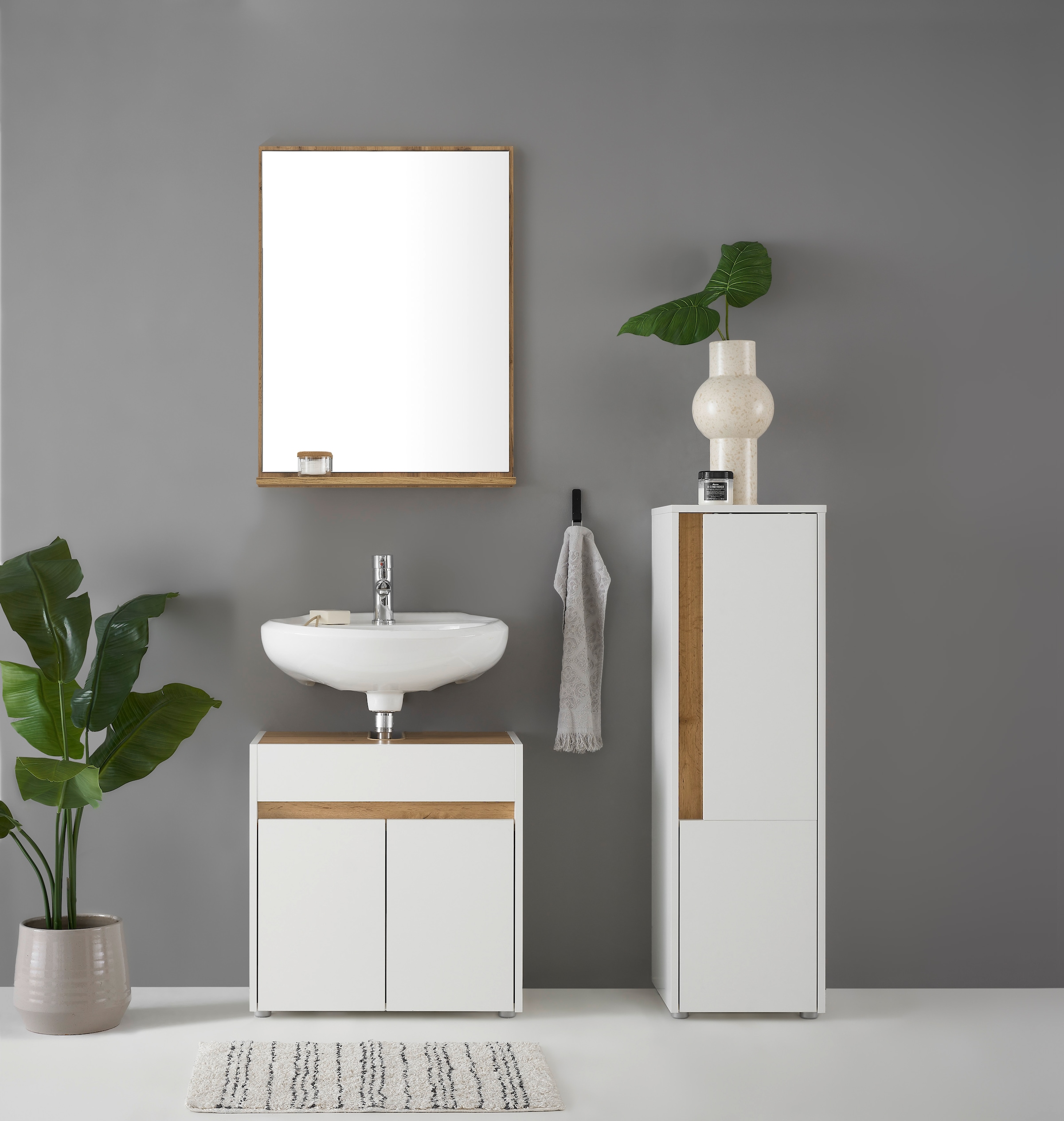 Home affaire Badmöbel-Set »CITY/ GIRON, Bad im zeitlosen Design, 3-teiliges Badezimmer« Set, 3 Stk. tlg.