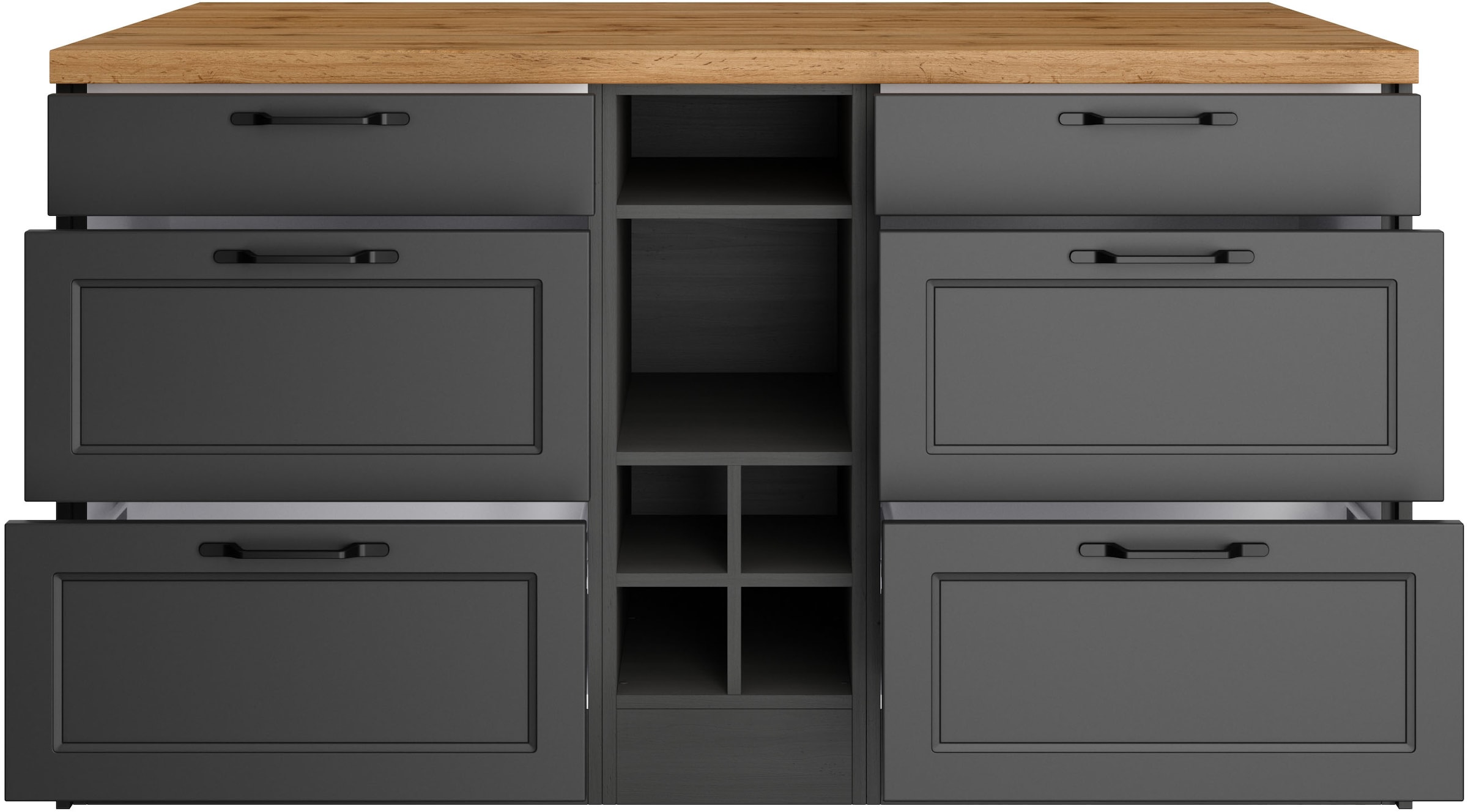 KOCHSTATION Ilot de cuisine »KS-Lana, Breite 153 cm« façades MDF, plan de travail épaisseur 38mm