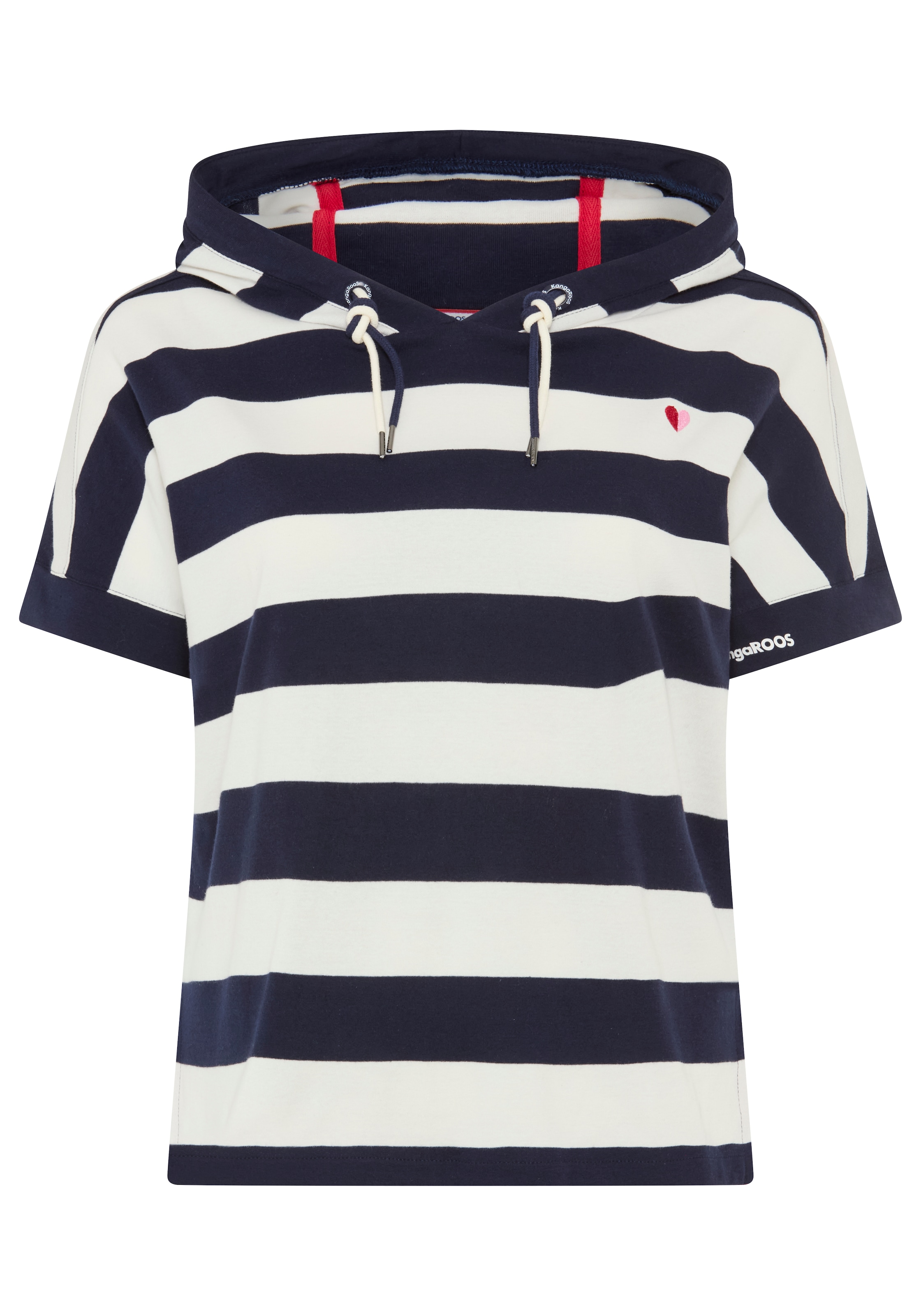 KangaROOS Kapuzenshirt Kurzarmshirt, mit Kapuze, hüftlange Schnittform, grosse Grössen