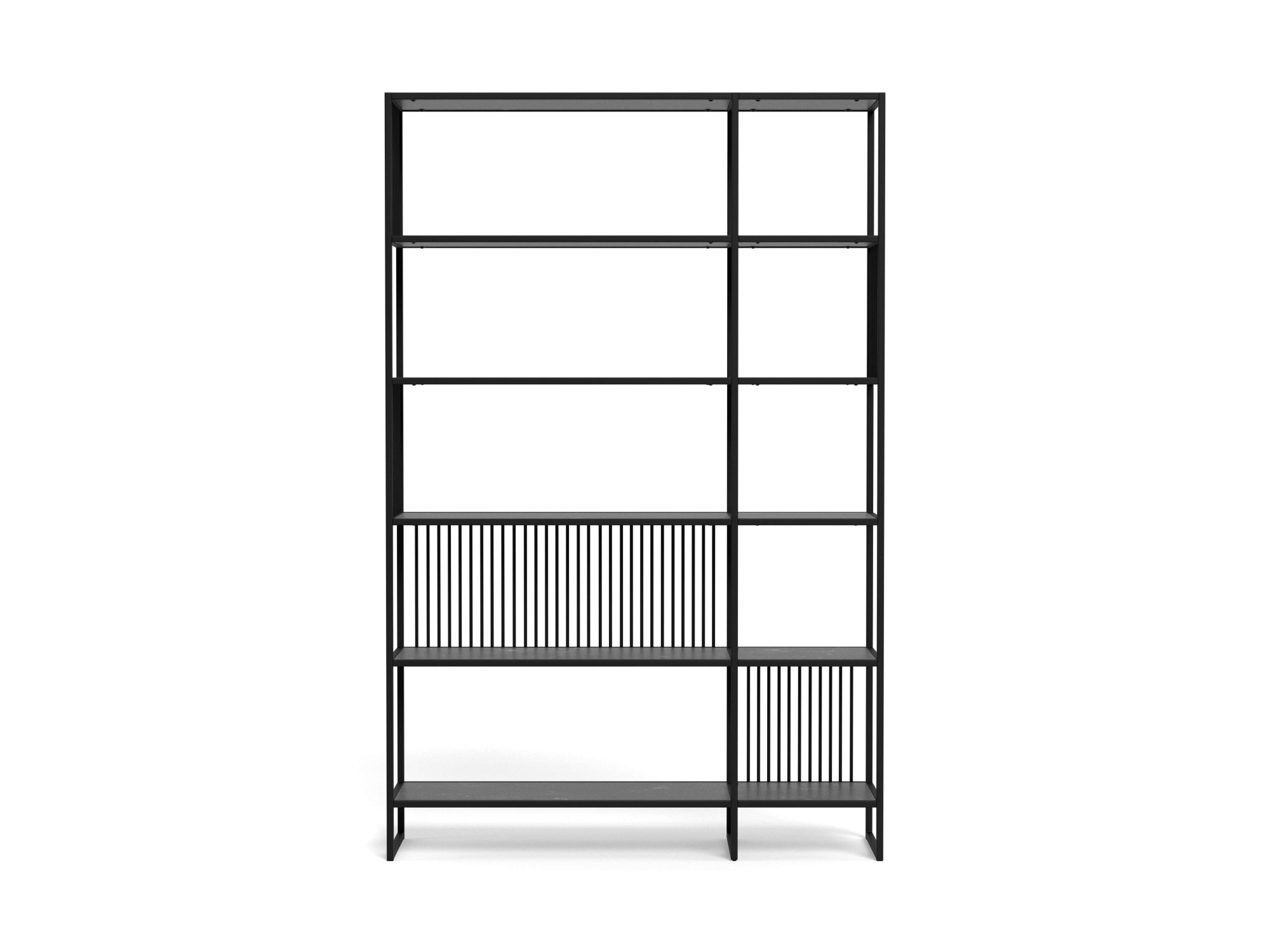 ACTONA GROUP Étagère à livres »Strington, Regal, Raumteiler, Standregal« L/P/H : 120/35/185 cm,  cadre en acier noir, 5 étagères, aspect marbre, FSC™