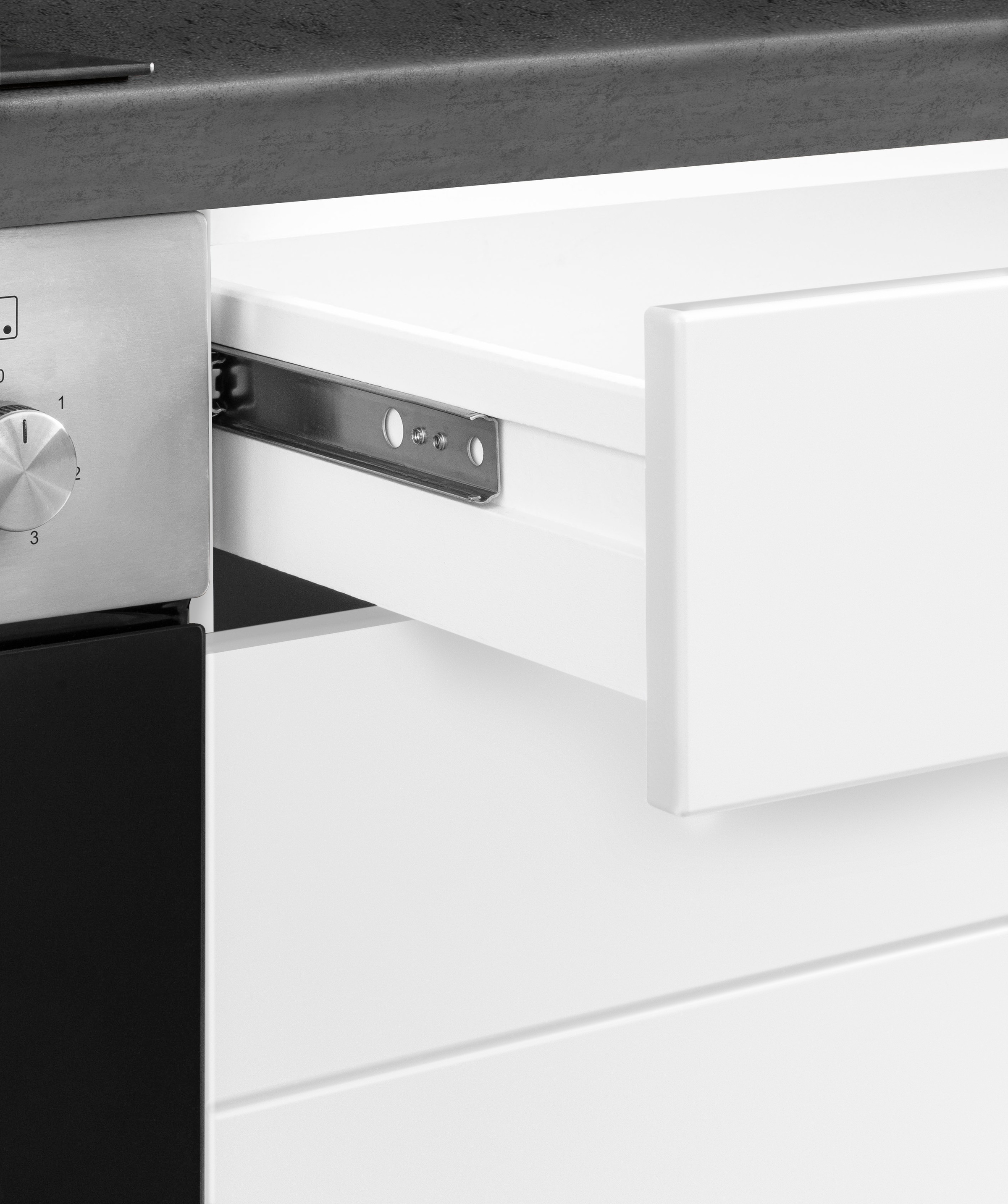 KOCHSTATION Küchenzeile »KS-Luhe« 300 cm breit, wahlweise mit oder ohne E-Geräten, gefräste MDF-Fronten