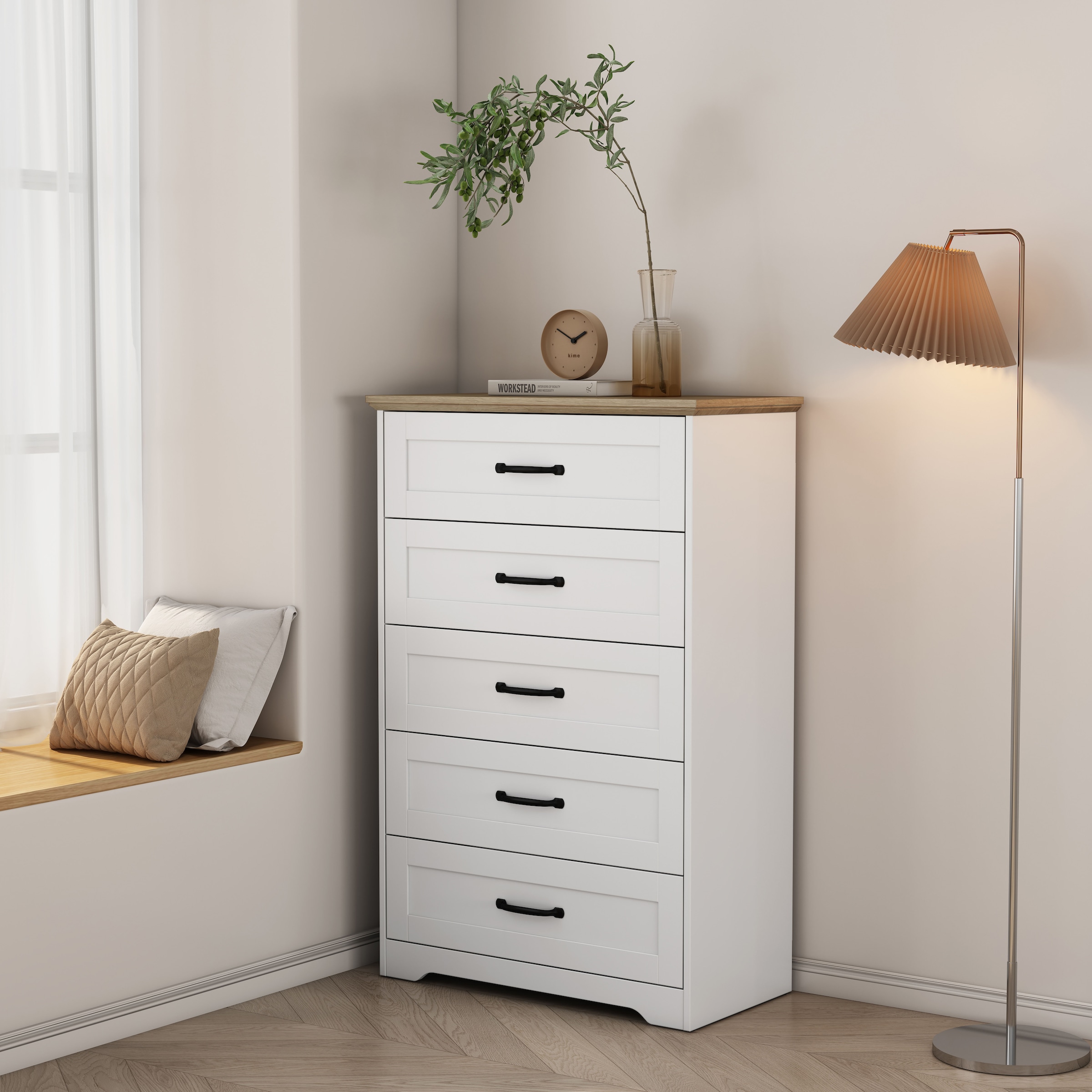 GOODproduct Schubkastenkommode »Emmilia Sideboard im Landhaus Design« Kommode mit viel Stauraum im Schlafzimmer,  Schubladenschrank Sideboard Wäscheschrank Skandi Design