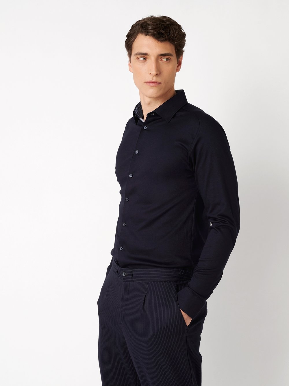 DESOTO Chemise à manches longues »Jersey Casual Kent« chemise business, jersey, col Kent, coupe slim