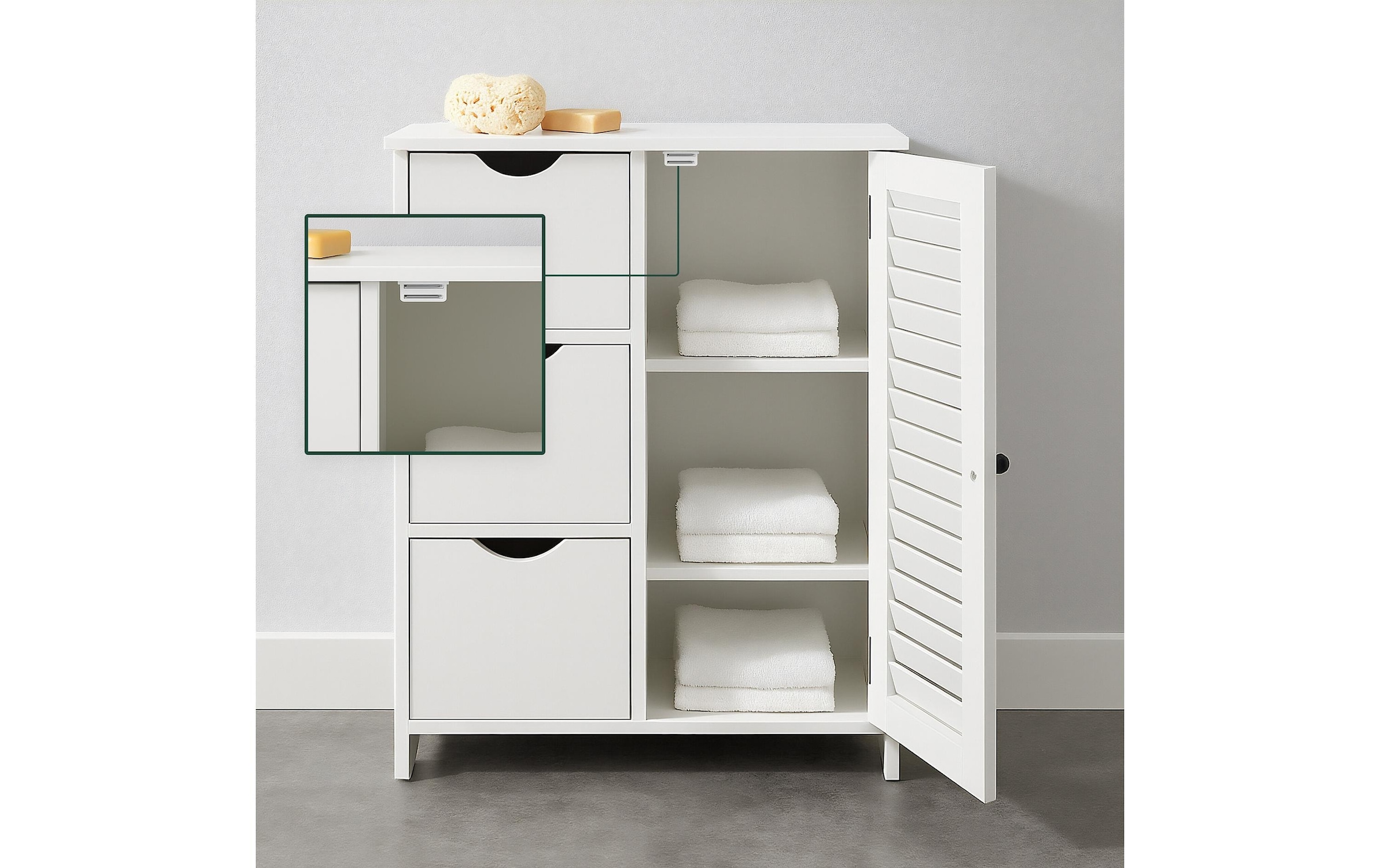 relaxdays Badregal »80 x 60 x 30 cm« Kompakter Aufbewahrungsschrank für Bad, Flur und Küche