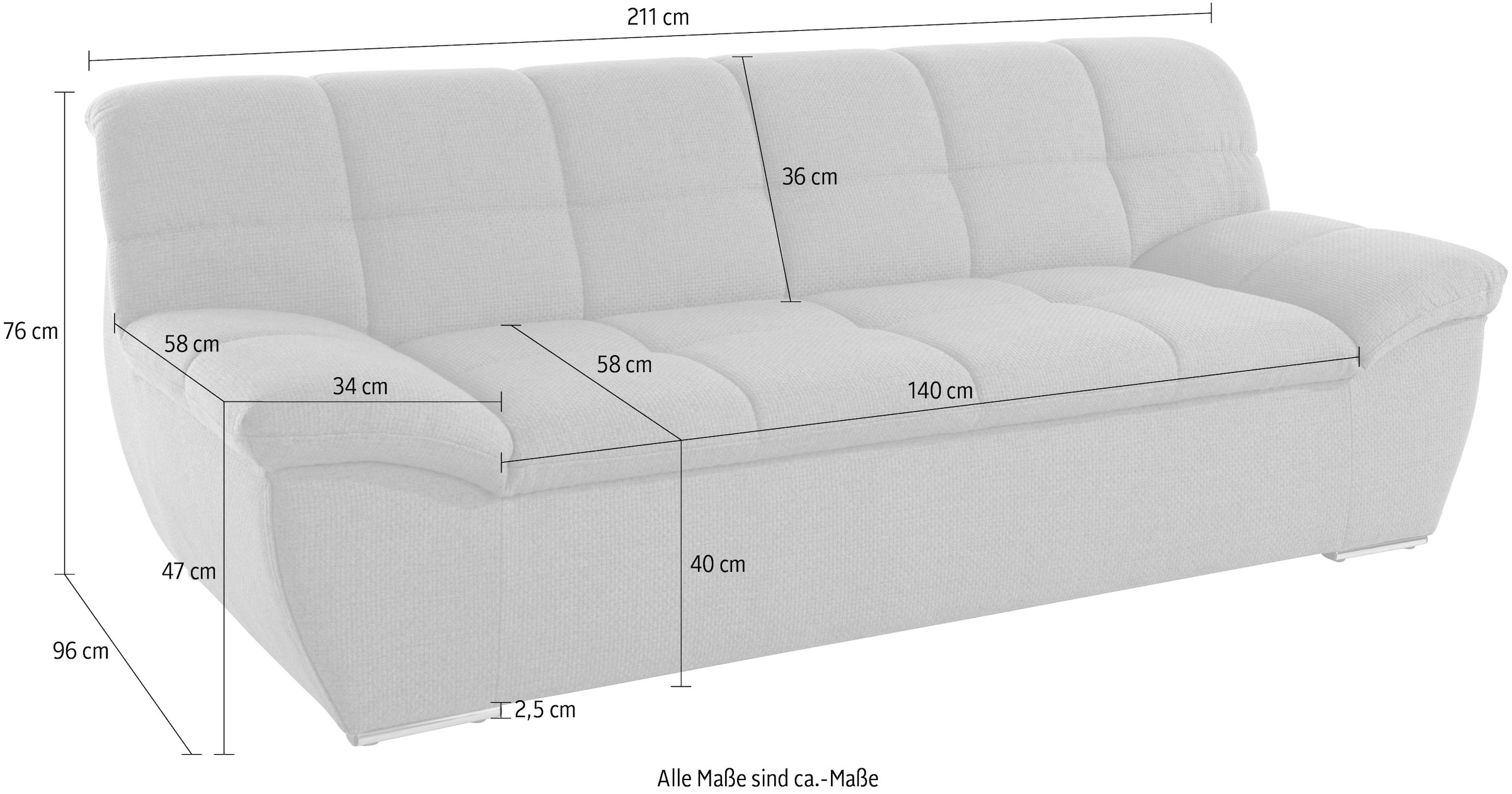 DOMO collection 2-Sitzer »Lagoa, moderne Sitzheftung, bequem und komfortabel« frei im Raum stellbar, in grosser Farbauswahl