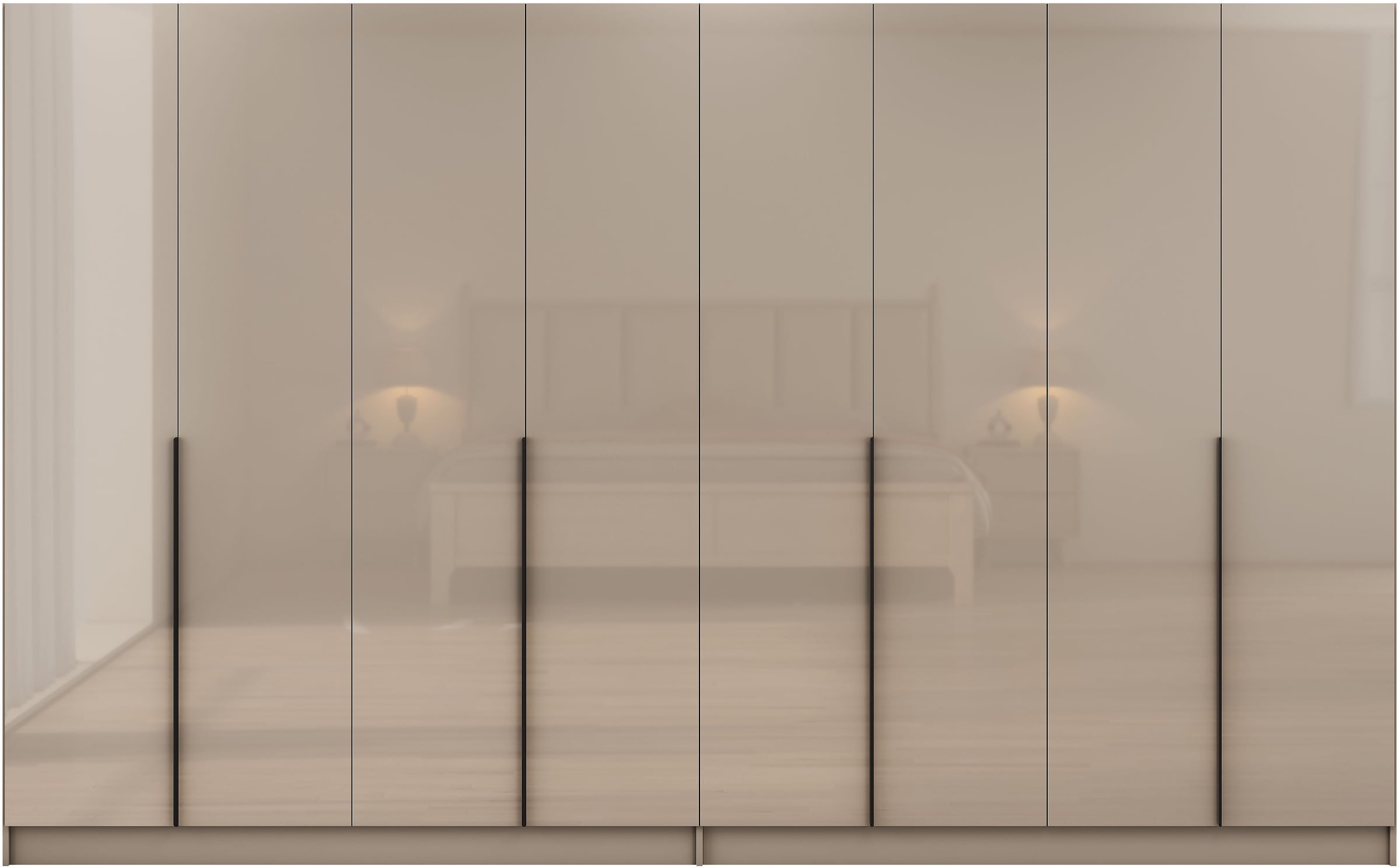 GOODproduct Kleiderschrank »Annor Schlafzimmerschrank Breite 323 cm hochglanz Schrank Garderobe« Drehtürenschrank mit perfekter Innenausstattung - elegante Türgriffe
