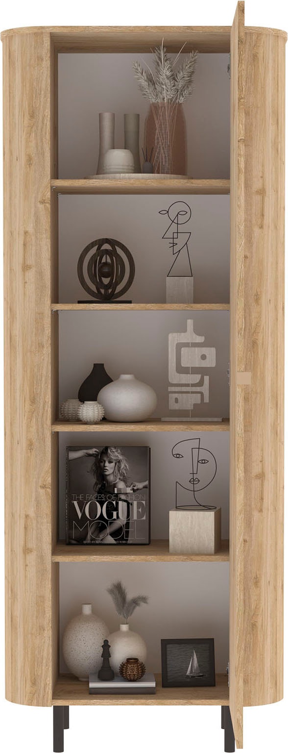 Home affaire Hochschrank »Murano, Stauraumschrank H 200 cm, B 80 cm, 1 Tür, Mehrzweckschrank« Formgebogenes MDF, Stirnseiten mit Rundung, Füsse und Griffe aus Metall