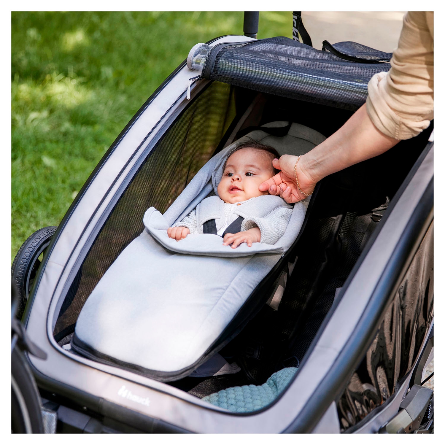 Hauck Fahrradkinderanhänger »Baby Lounger  2 Grey« mit Beindecke