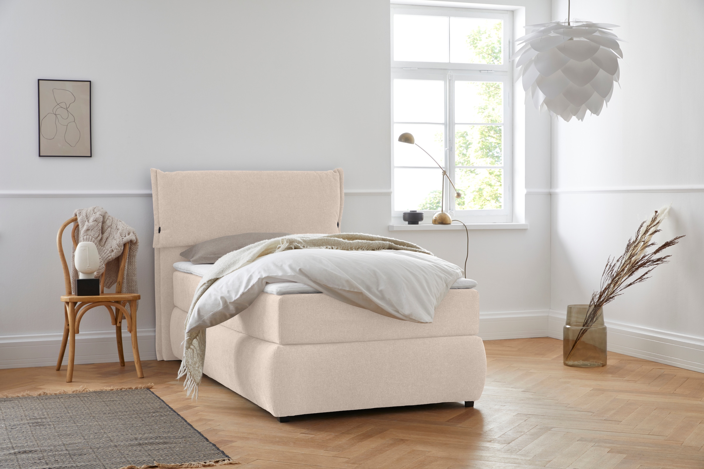 GOODproduct Boxspringbett »Jenson« in 4 Farben, 4 Breiten, 3 Matratzenarten in 2 Härtegraden, Topper