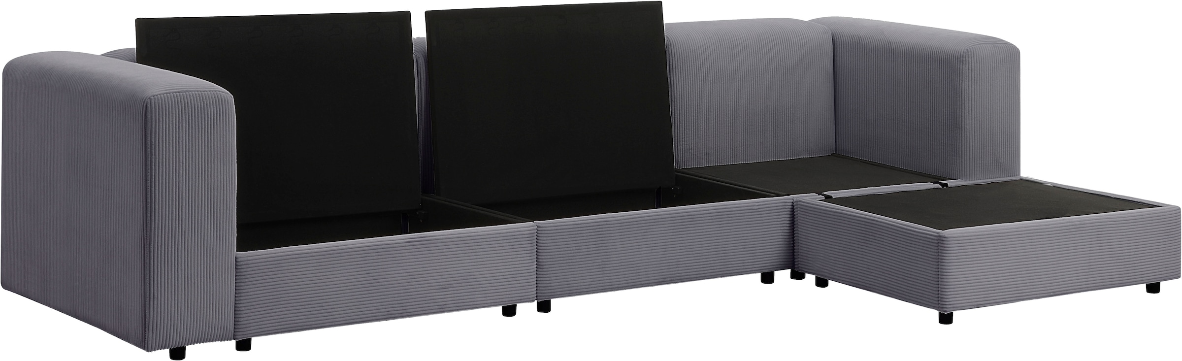 GOODproduct Canapé d'angle »Uno, L-Form, Breite: 307cm« Longchair montable des deux côtés, avec ressorts ensachés, en velours côtelé