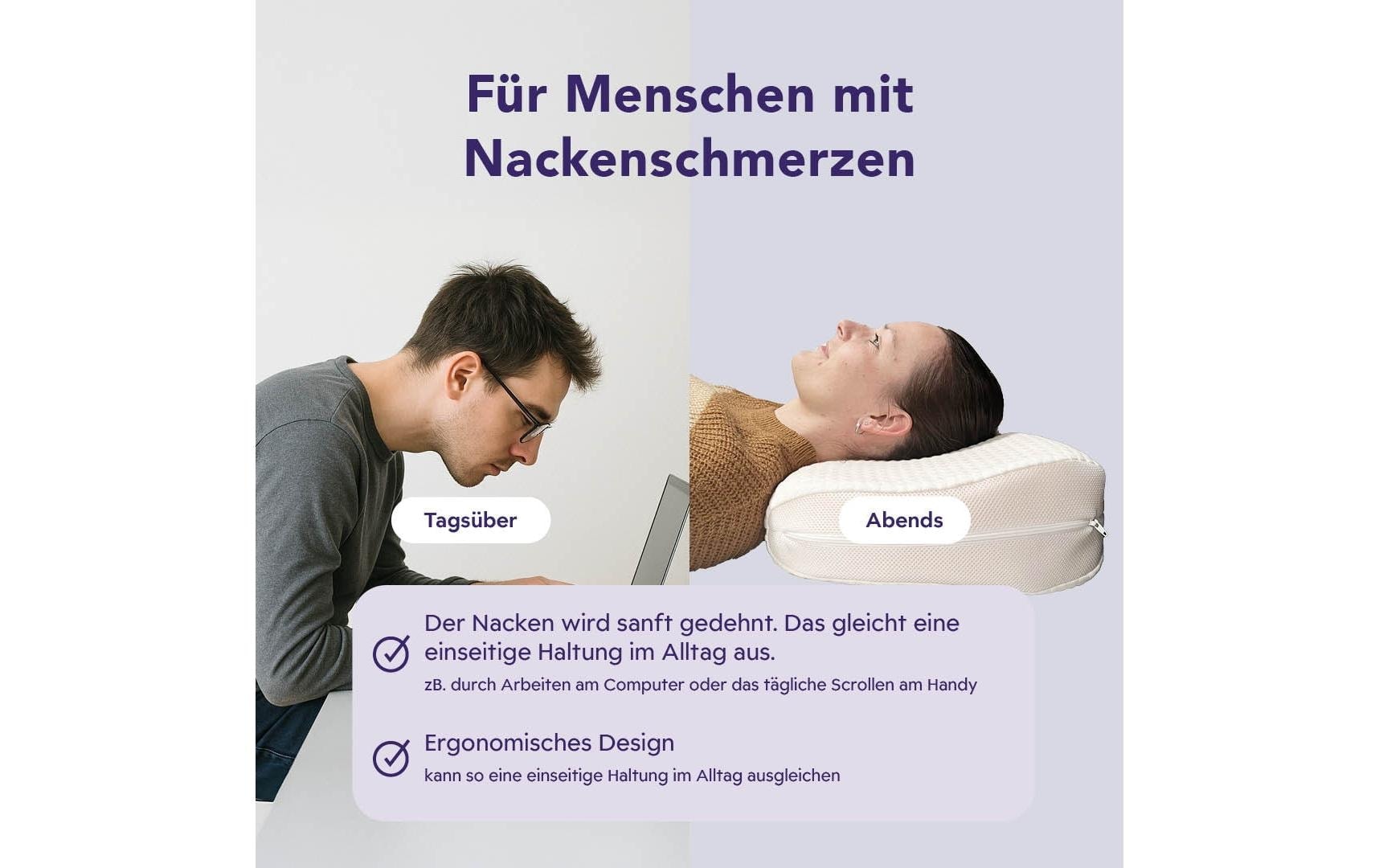 Träumeland Nackenkissen »ErgoRelax, Verde, Standard, 40 x 60 x 11,5 cm« Ergonomisches Kopfkissen mit Spezialschaum
