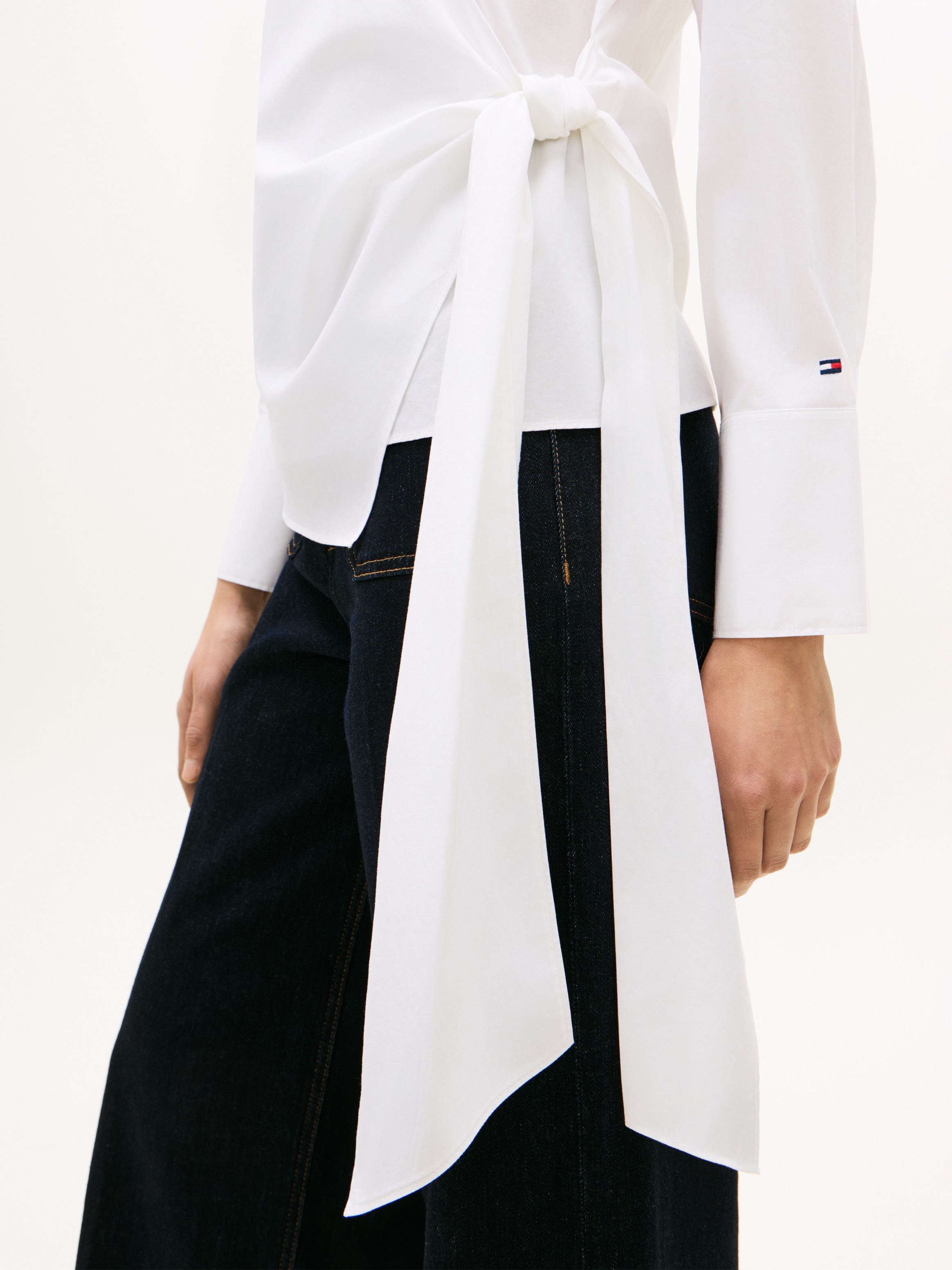 Tommy Hilfiger Blouse à manches longues »POPLIN KNOT BLOUSE WITH LS« mit Wickeloptik