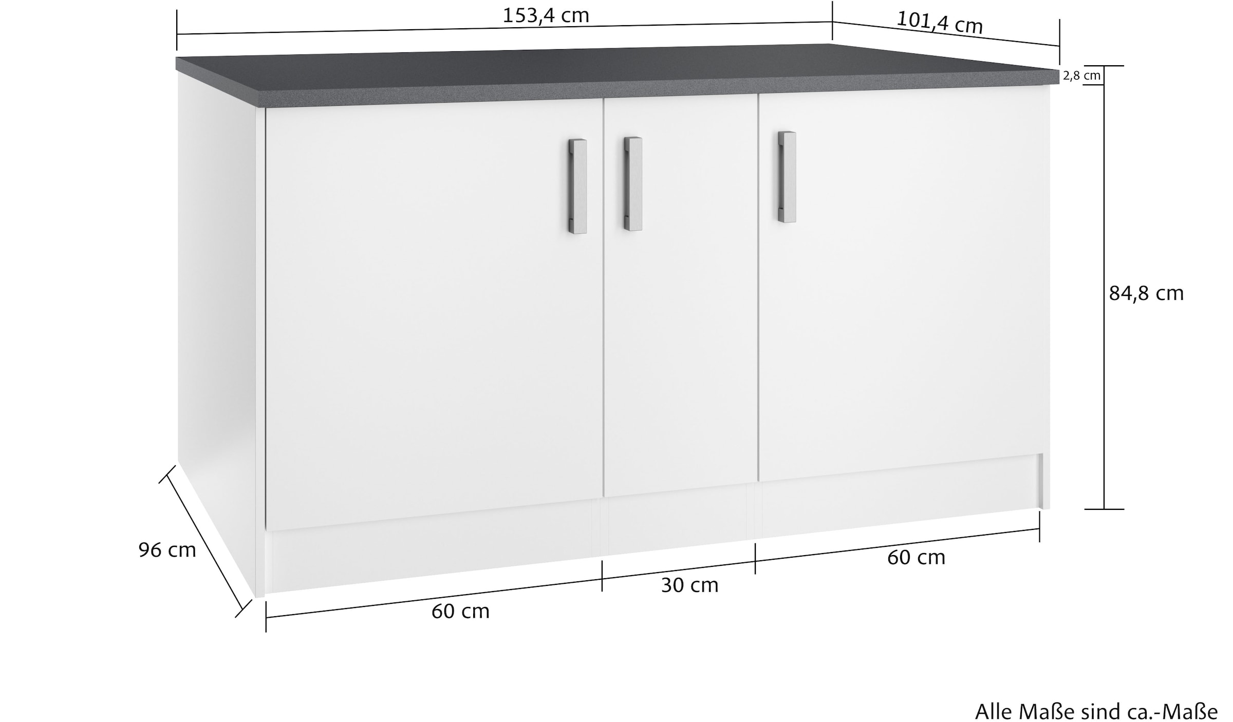 KOCHSTATION Ilot de cuisine »KS-Toronto« largeur 153 cm, façades MDF, casier à bouteilles