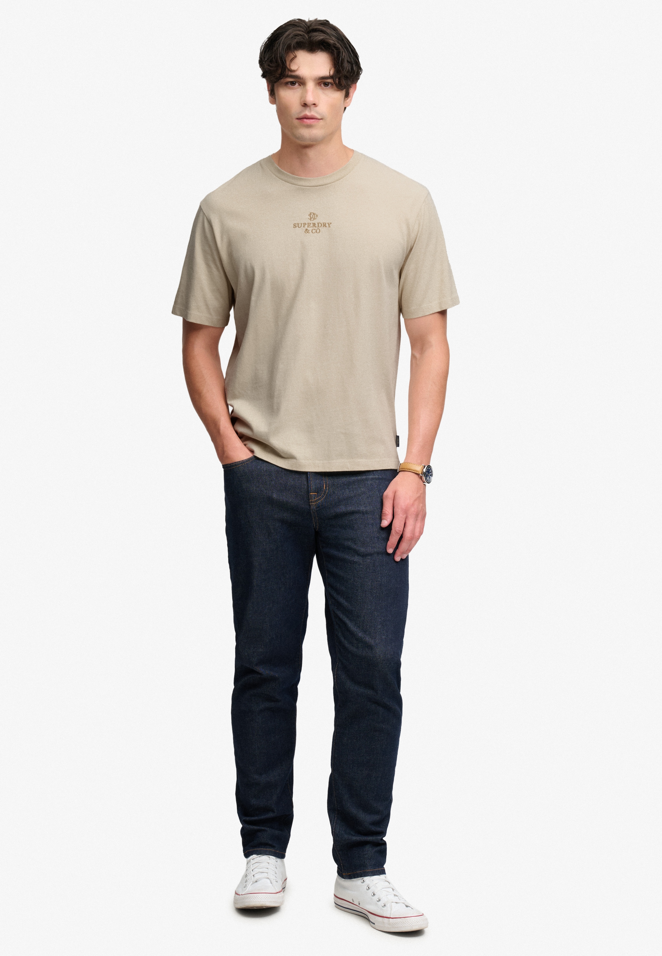 Superdry Shirt à col rond »MICRO LOGO T SHIRT« coton, coupe ample