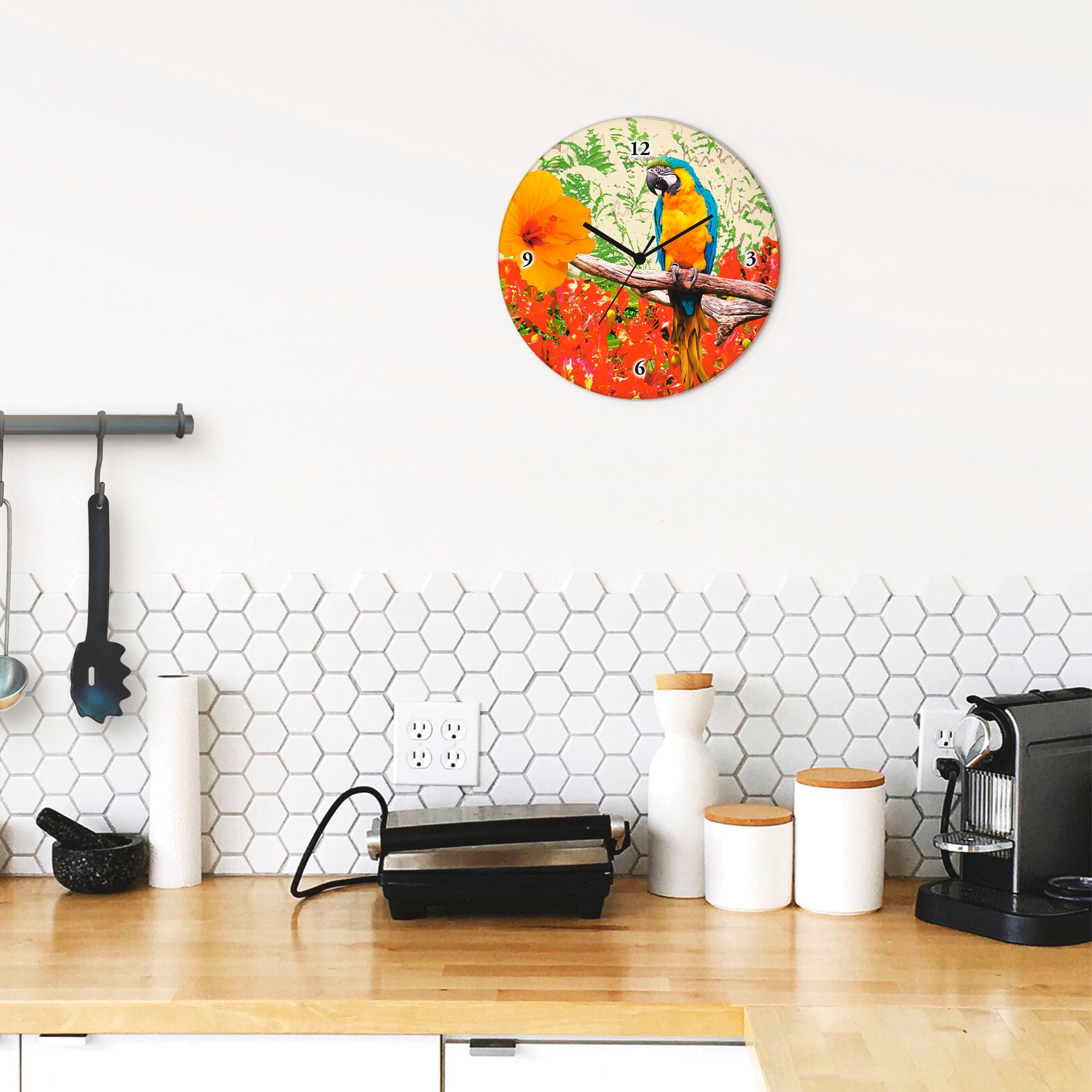 Artland Horloge murale »Papagei« wahlweise mit Quarz- oder Funkuhrwerk, lautlos ohne Tickgeräusche