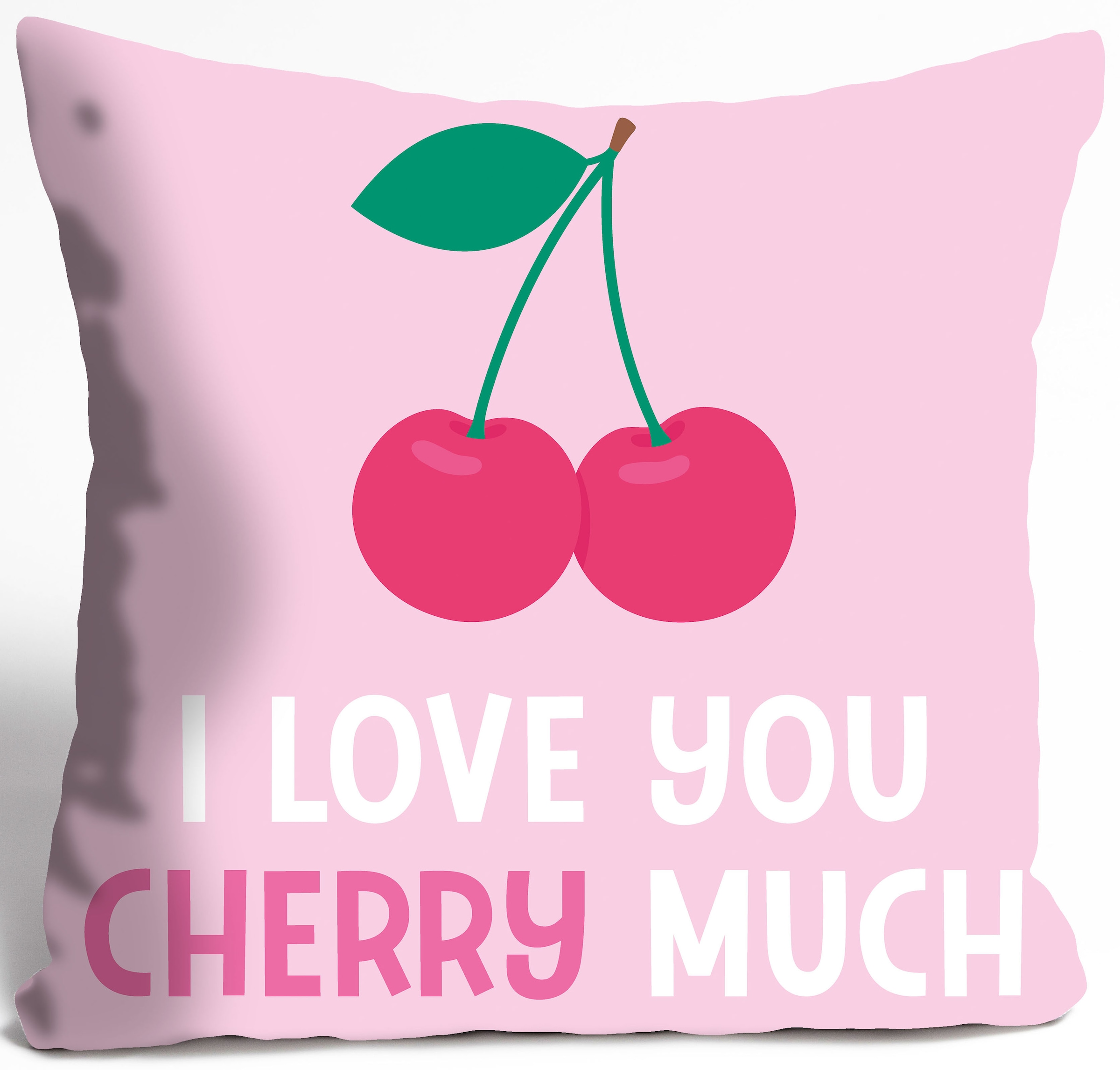 queence Coussin décoratif »I LOVE YOU CHERRY MUCH« Kissenhülle ohne Füllung, 1 Stück