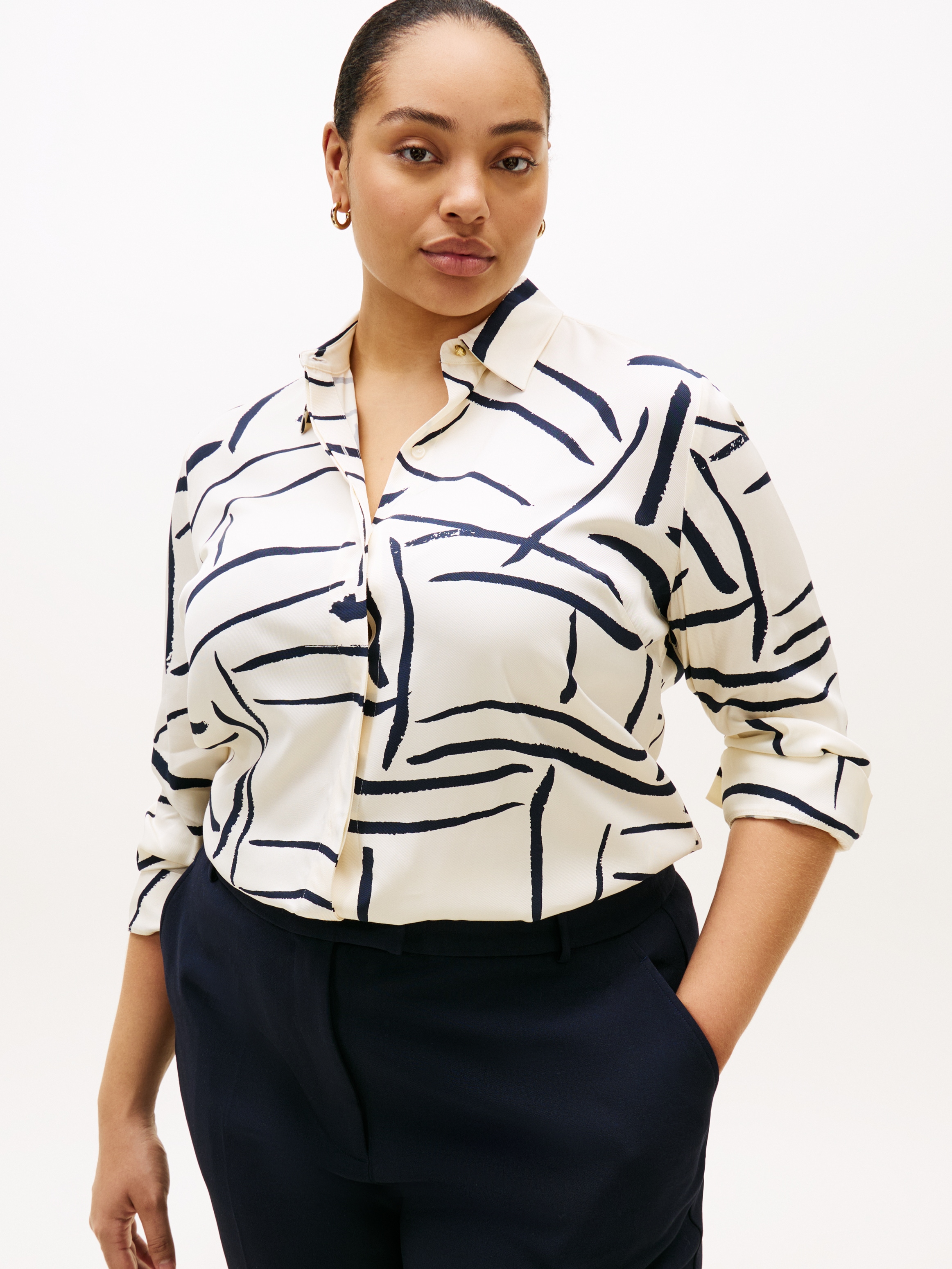 Tommy Hilfiger Curve Hemdbluse »CRV VIS TWILL BUTTON UP SHIRT« in grossen Grössen