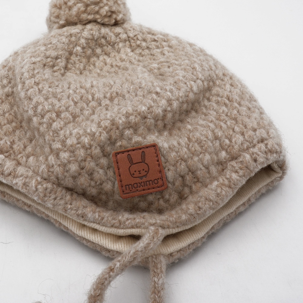 MAXIMO Bonnet à pompon weiche Wollmischung, Bommel, Bindeband, gefüttert