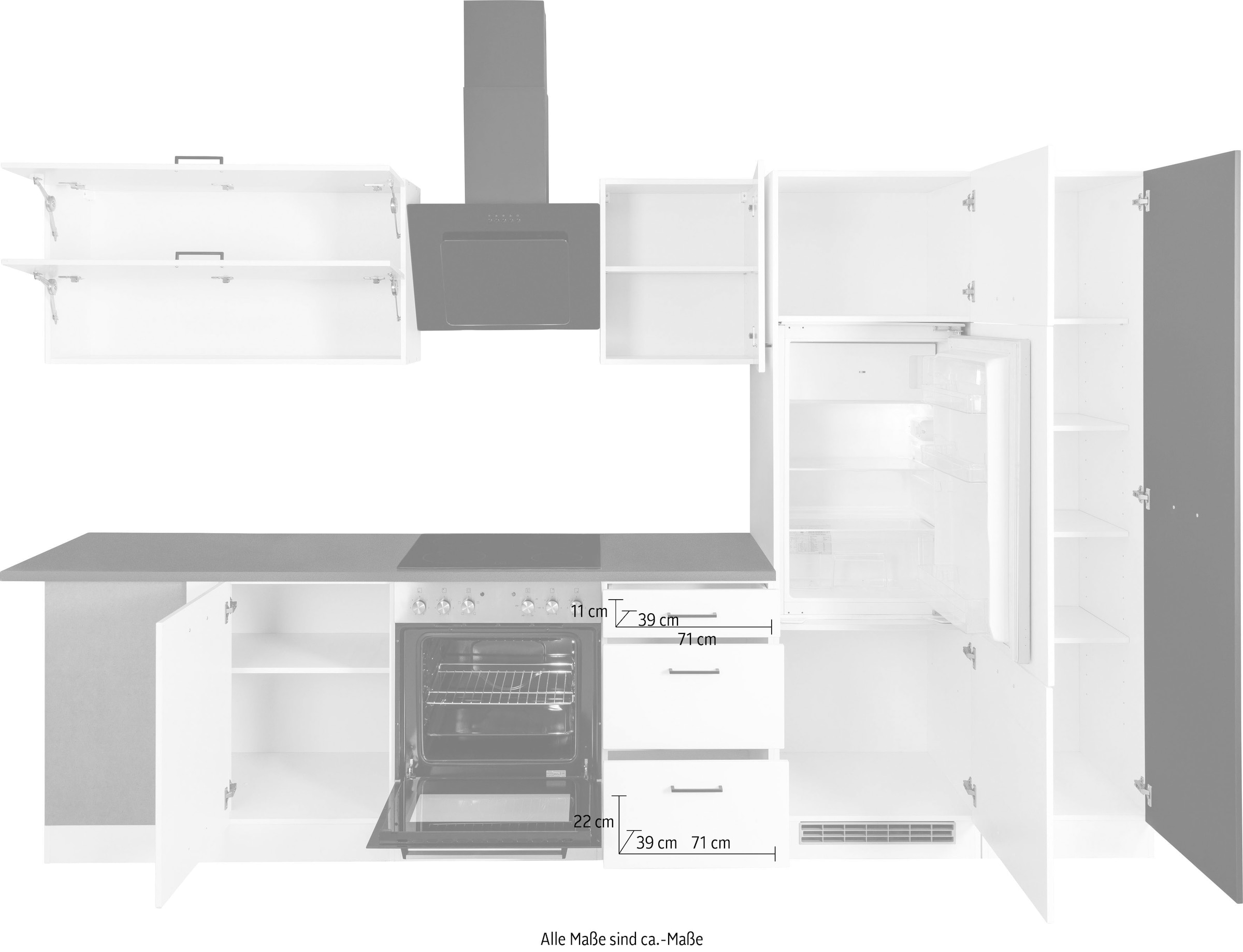 KOCHSTATION Winkelküche »KS-Trier« ohne E-Geräte, Stellbreite 220/330 cm