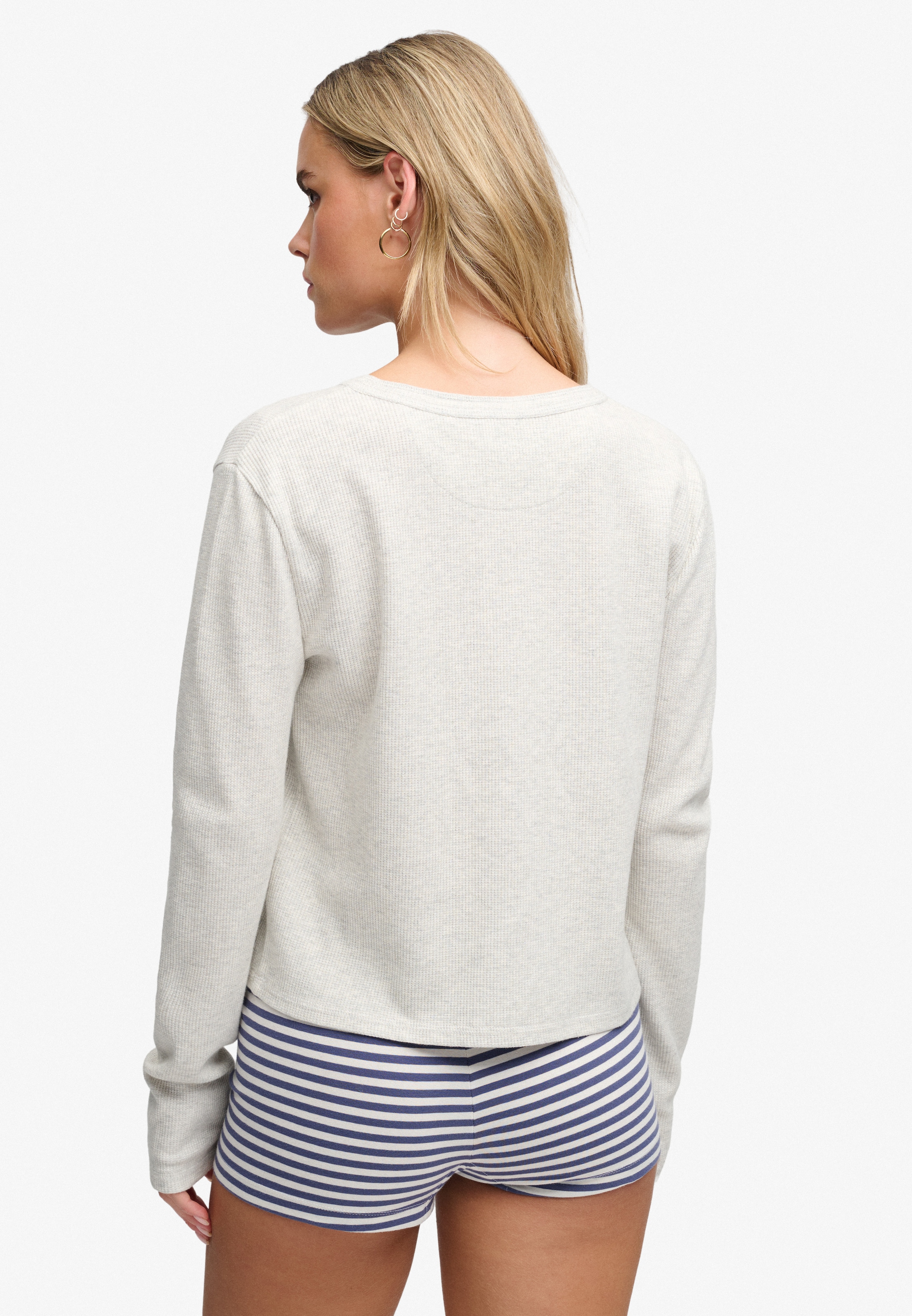 Superdry T-shirt à manches longues »ATH ESS WAFFLE BUTTON LS TOP« mélange de coton, coupe skinny