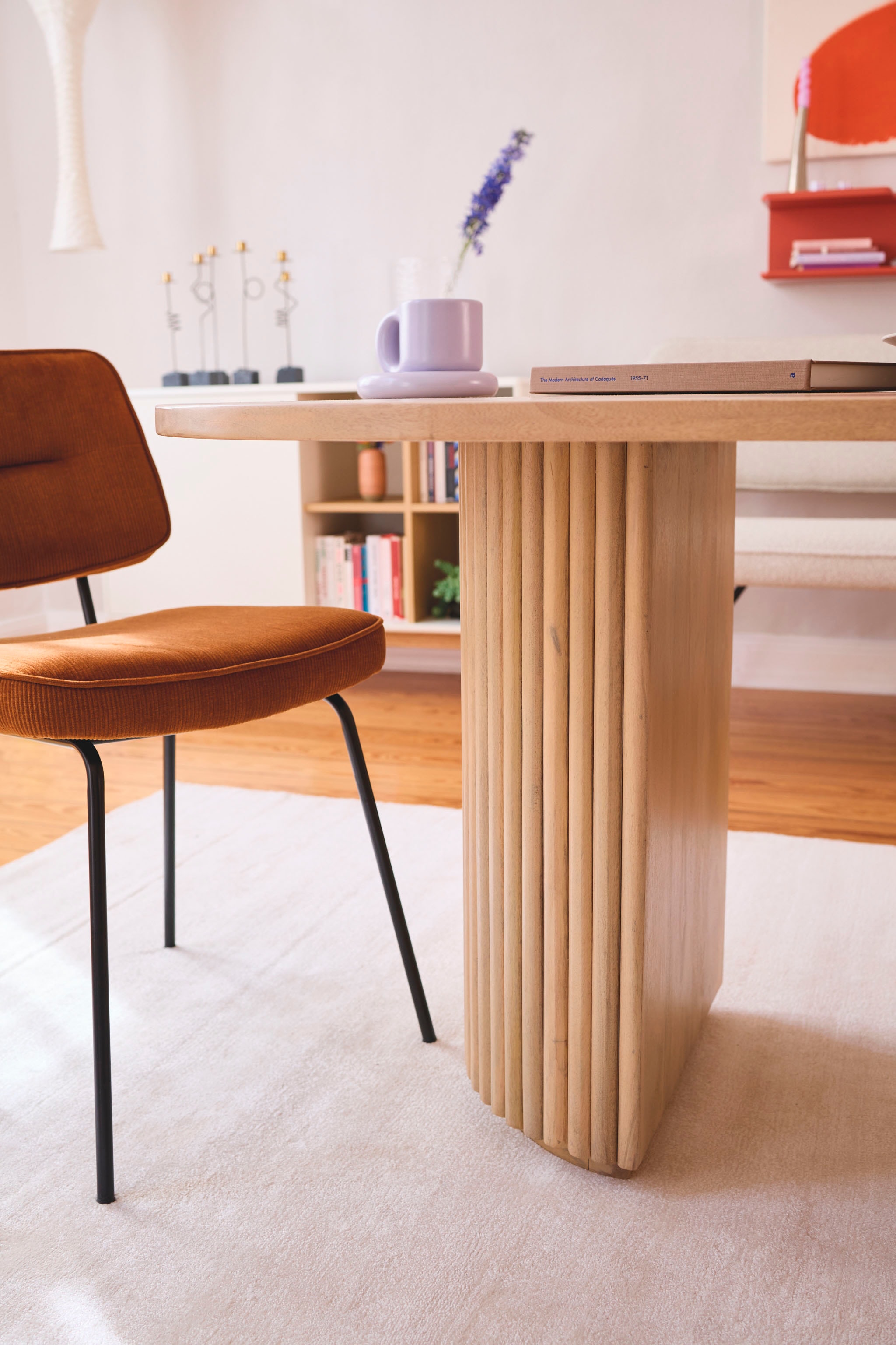 SIT Table de salle à manger »Samos 180 x 90 cm aus massivem Mangoholz im Ribbed-Look« Pieds de table marquants avec design lamellaire extravagant