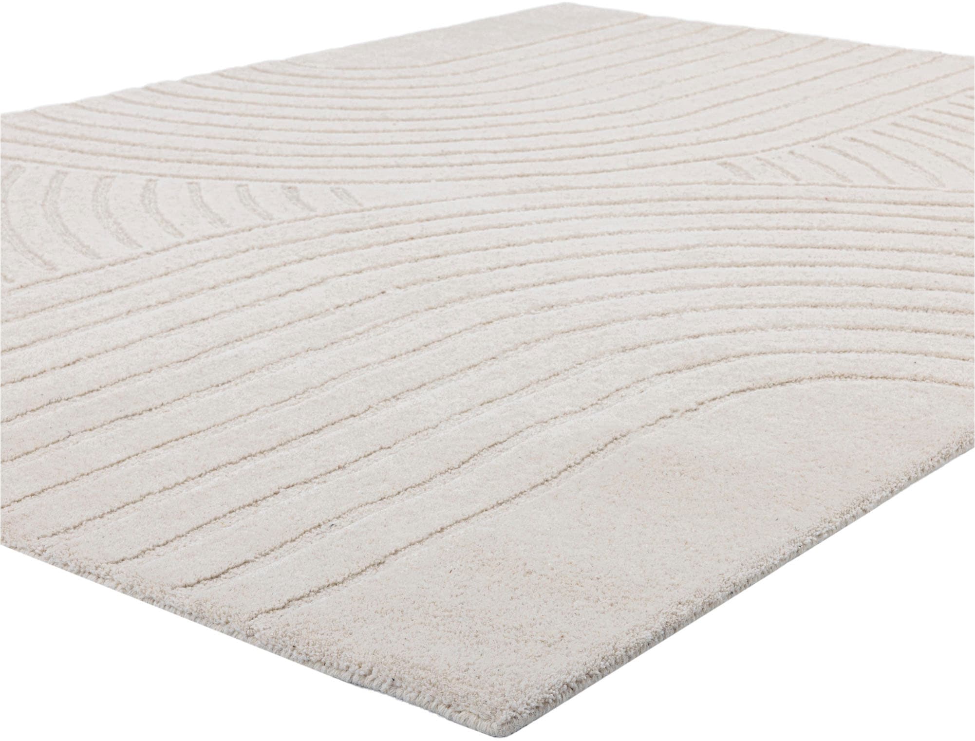 GOODproduct Wollteppich »Gabbo Design, Handgefertigt, Teppich,  reine Wolle,« rechteckig 14 mm Höhe Hoch-Tief-Effekt, reine Wolle, Scandi-Look, Naturfaser