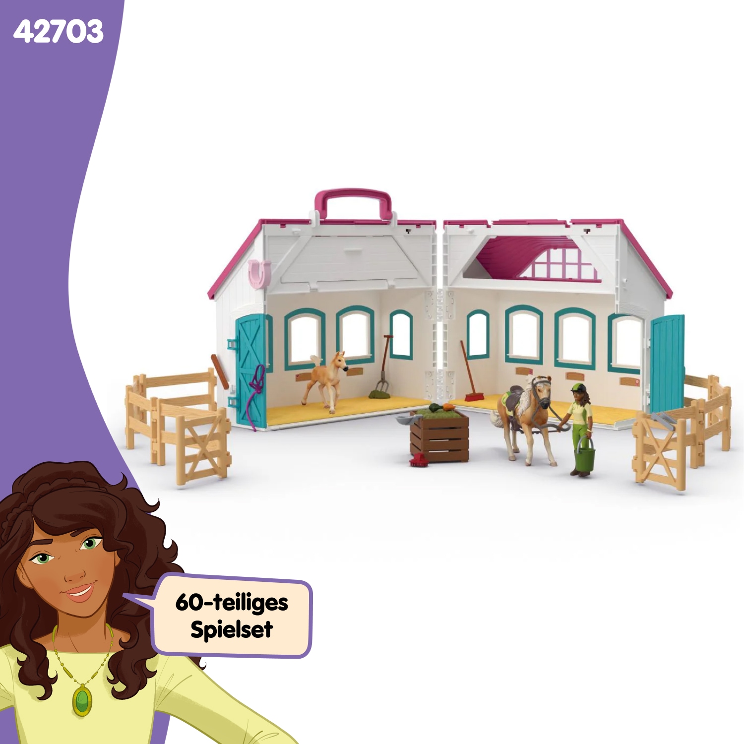 Schleich® Monde de jeu »HORSE CLUB, Offenstall -Kleines Hufeisen (42703)« fabriqué en Europe