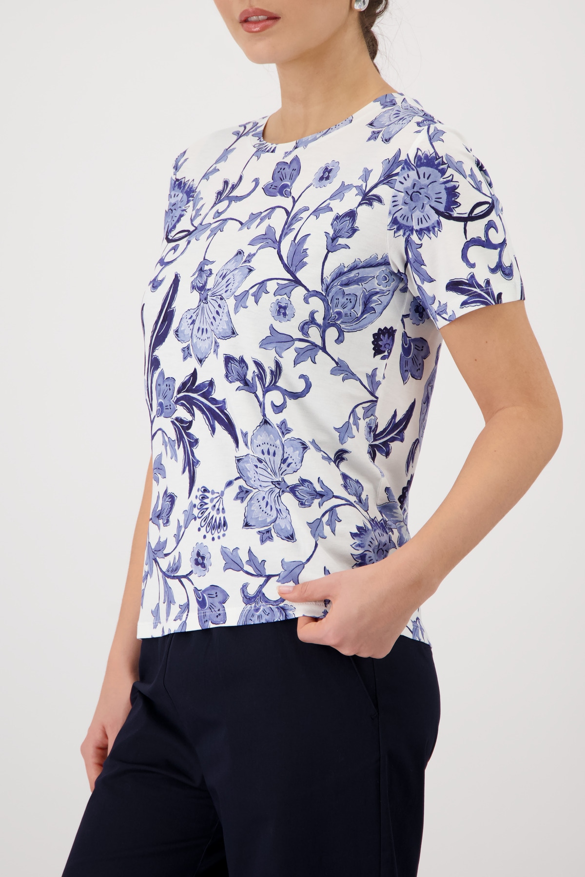 Monari Shirt à col rond »Shirt Blumendruck allover« avec imprimé floral