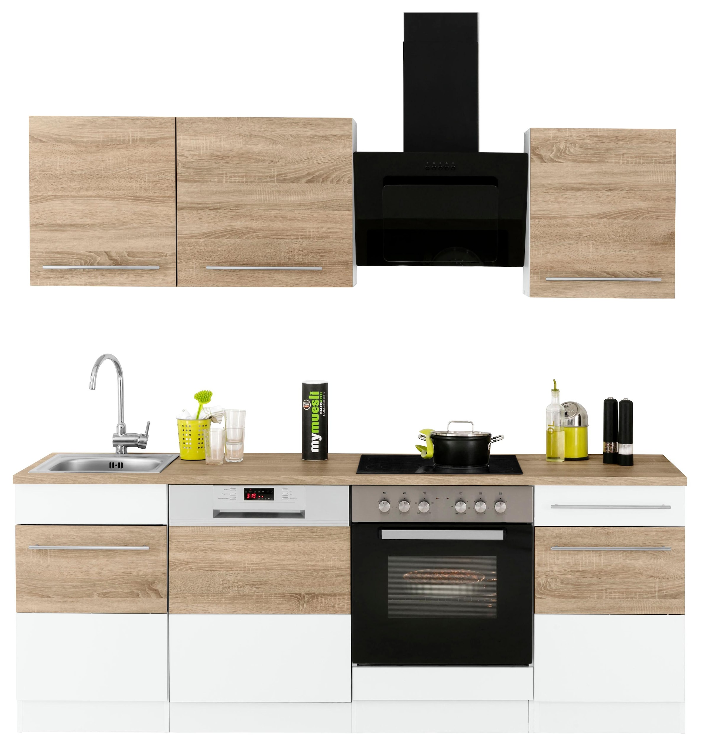 KOCHSTATION Kitchenette »KS-Trient« largeur 220 cm, avec ou sans appareils électriques, avec plan de travail