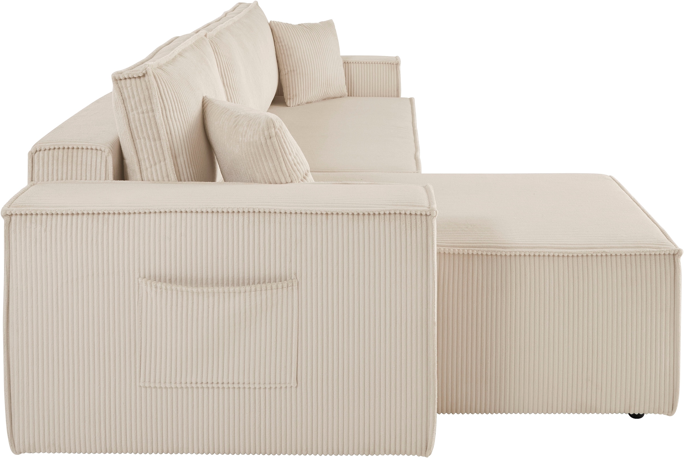GOODproduct Ecksofa »CASSI L-Form, 241cm - OTTO. Verlässliche Qualität.« Schlaffunktion (133/200), Boxspring, Bettkasten, Cord, Unser Tiefpreis